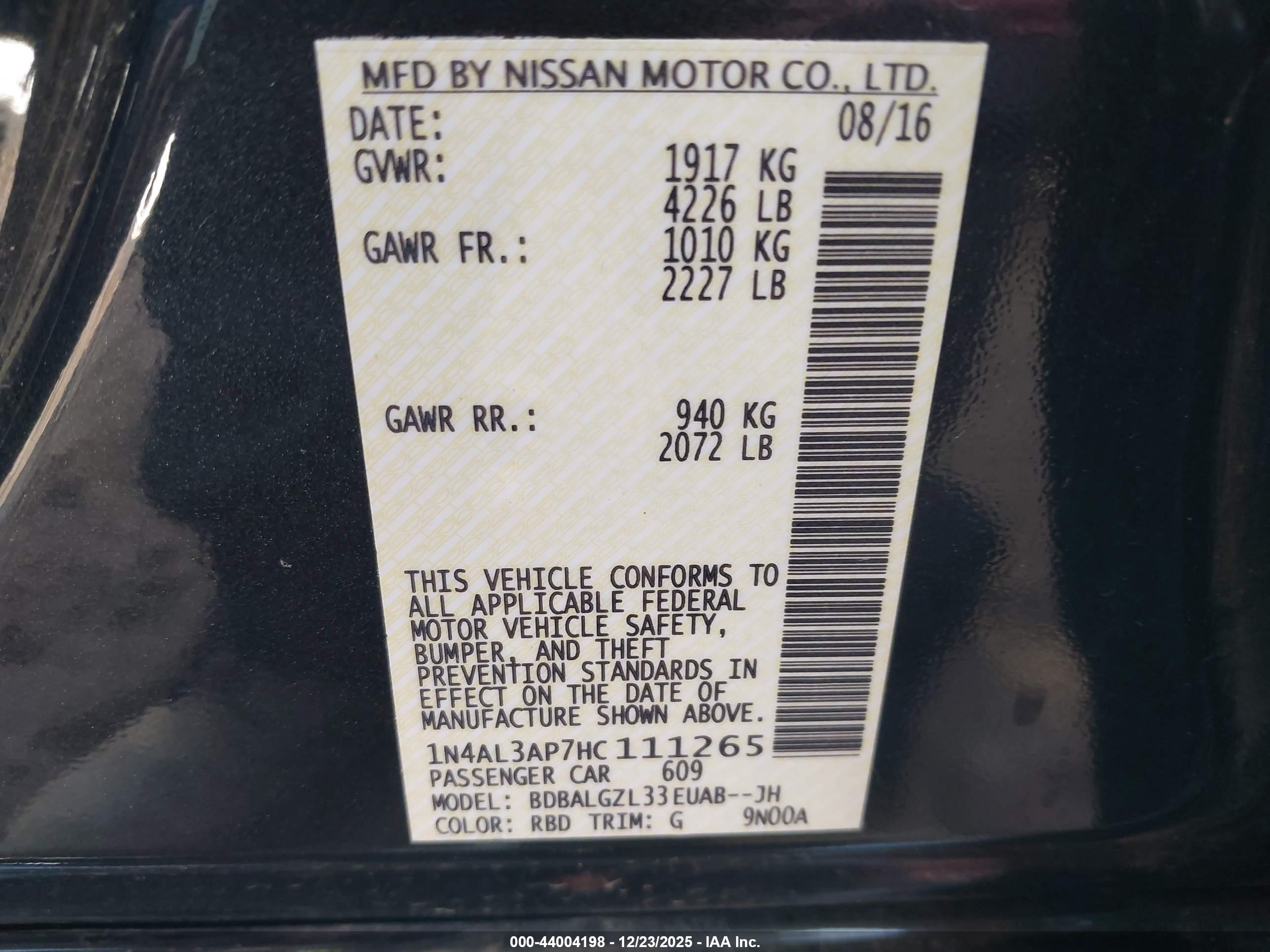NISSAN ALTIMA image 9