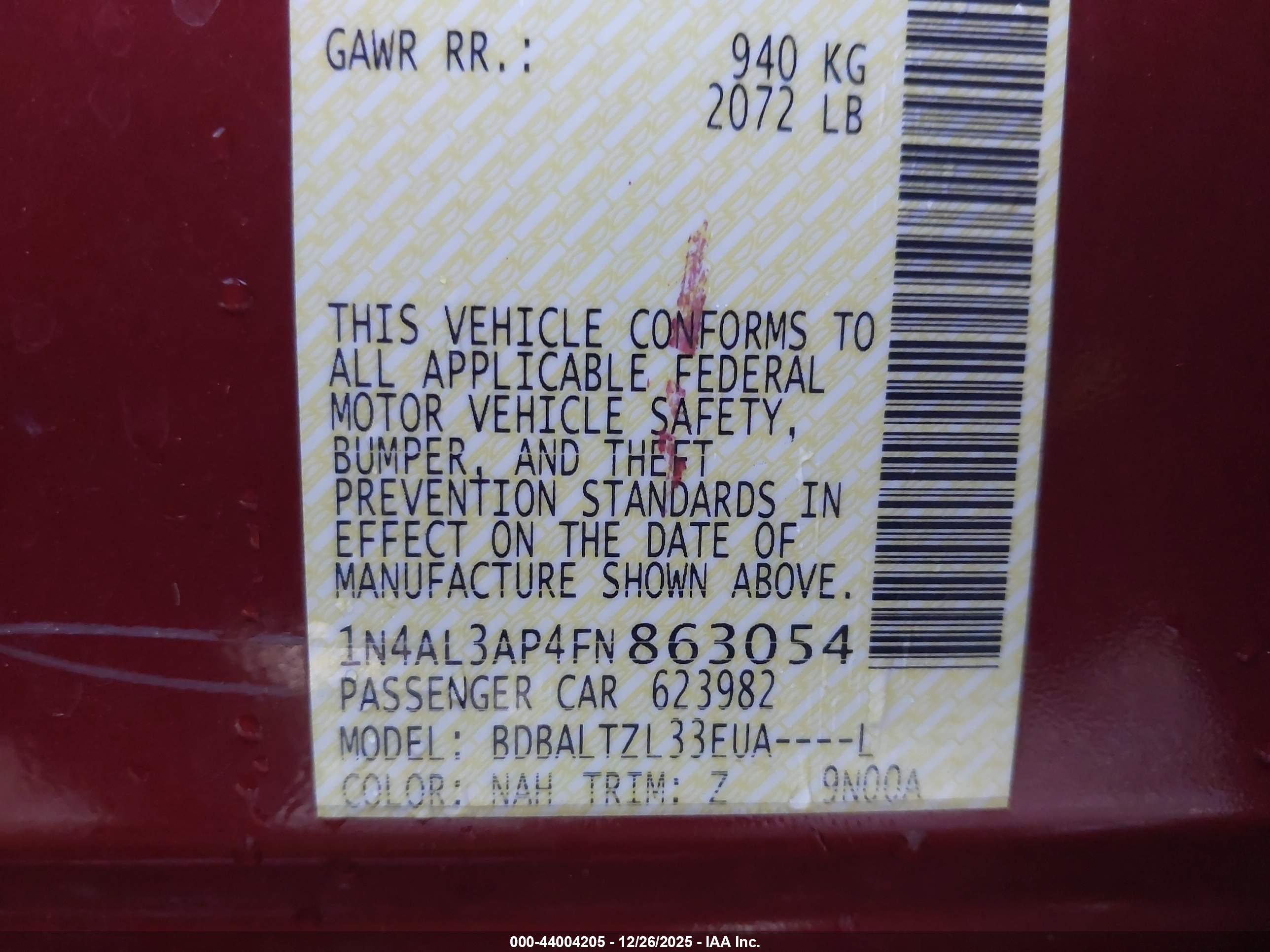 NISSAN ALTIMA image 9