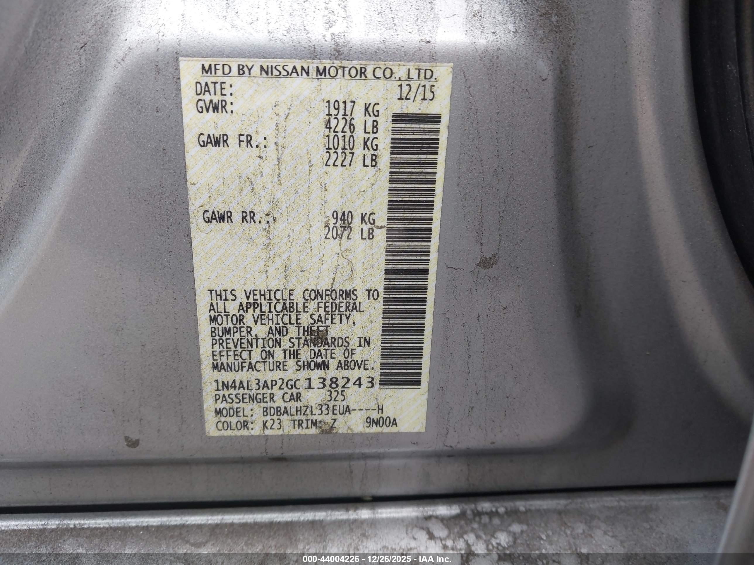 NISSAN ALTIMA image 9