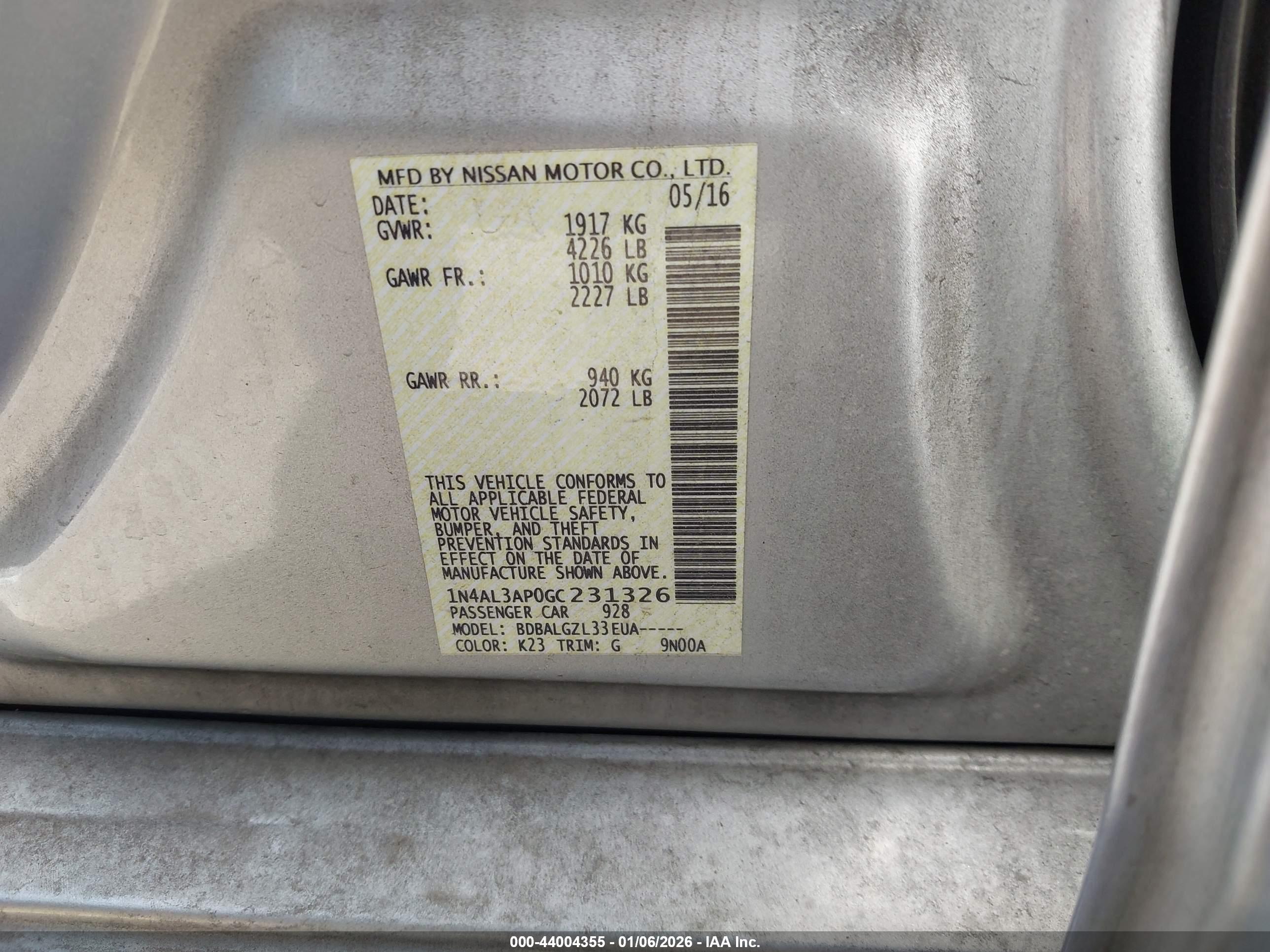 NISSAN ALTIMA image 9