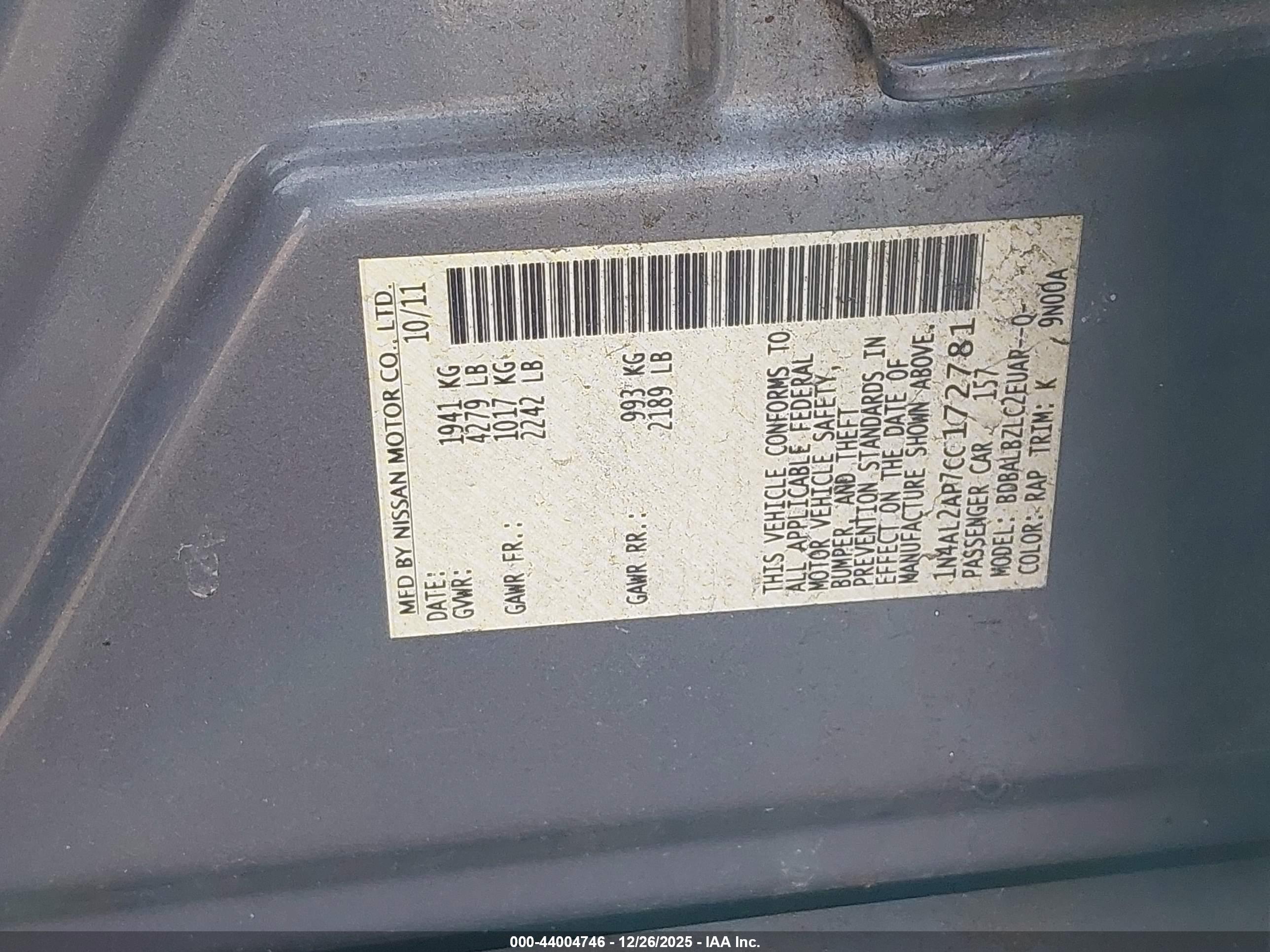 NISSAN ALTIMA image 9