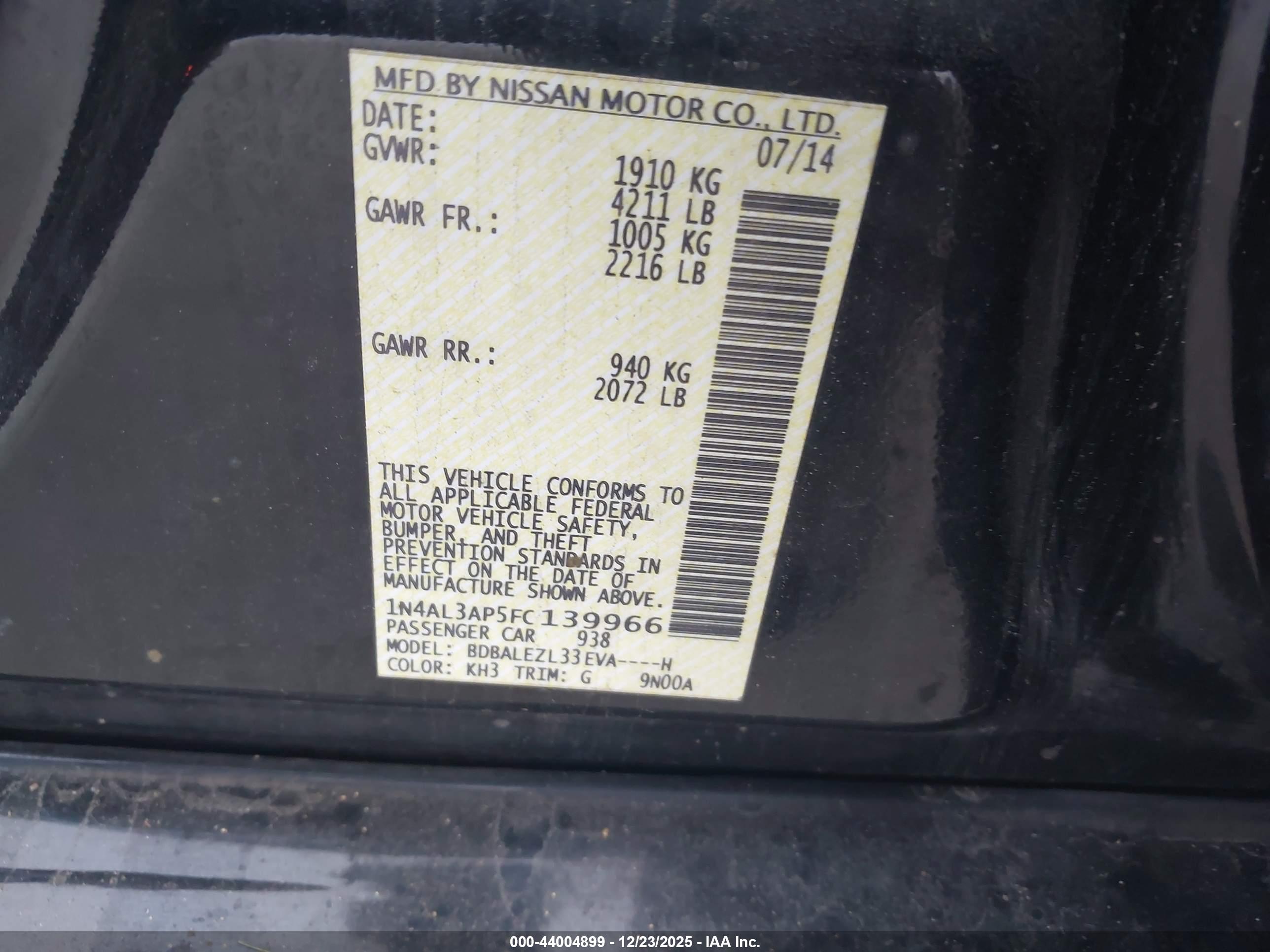 NISSAN ALTIMA image 9