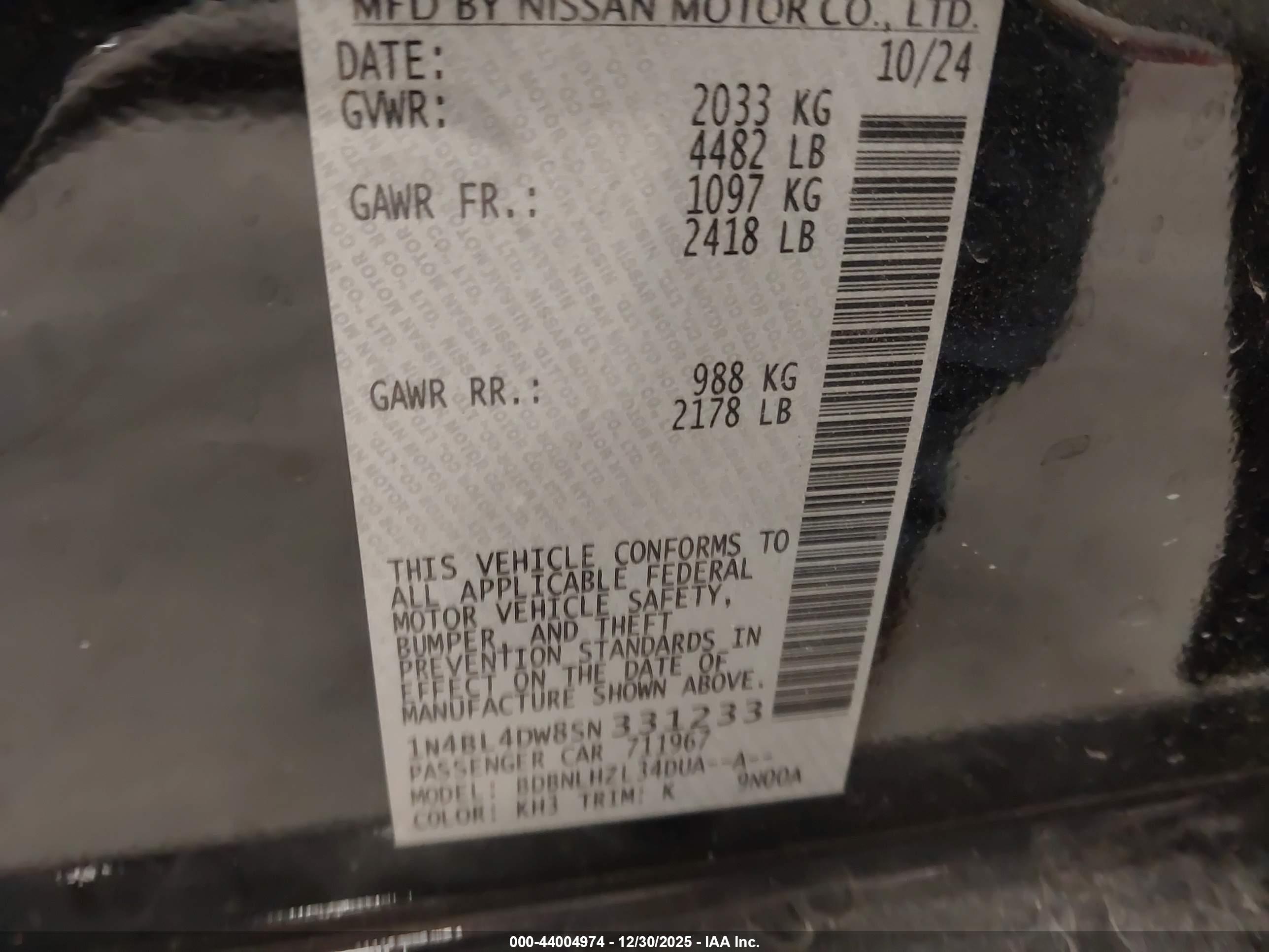 NISSAN ALTIMA image 9