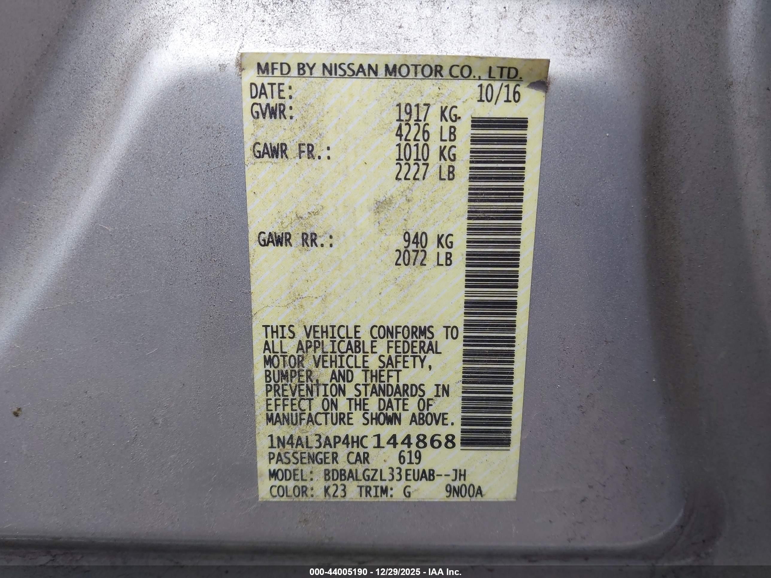 NISSAN ALTIMA image 9