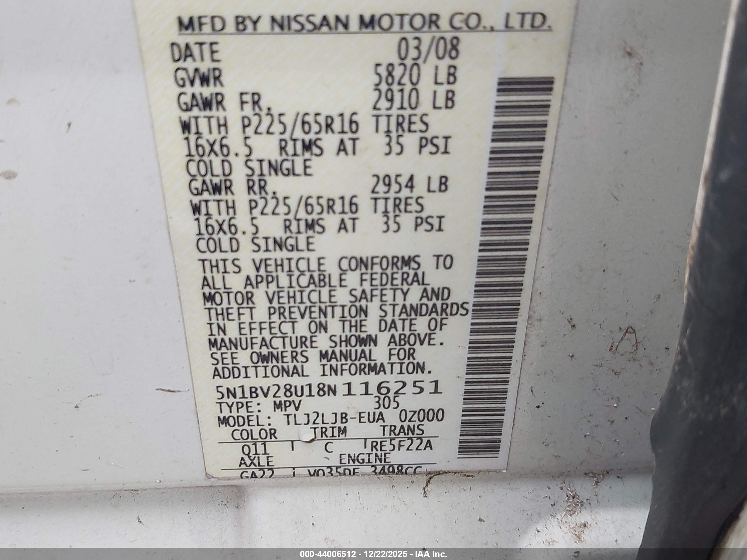 NISSAN QUEST image 9