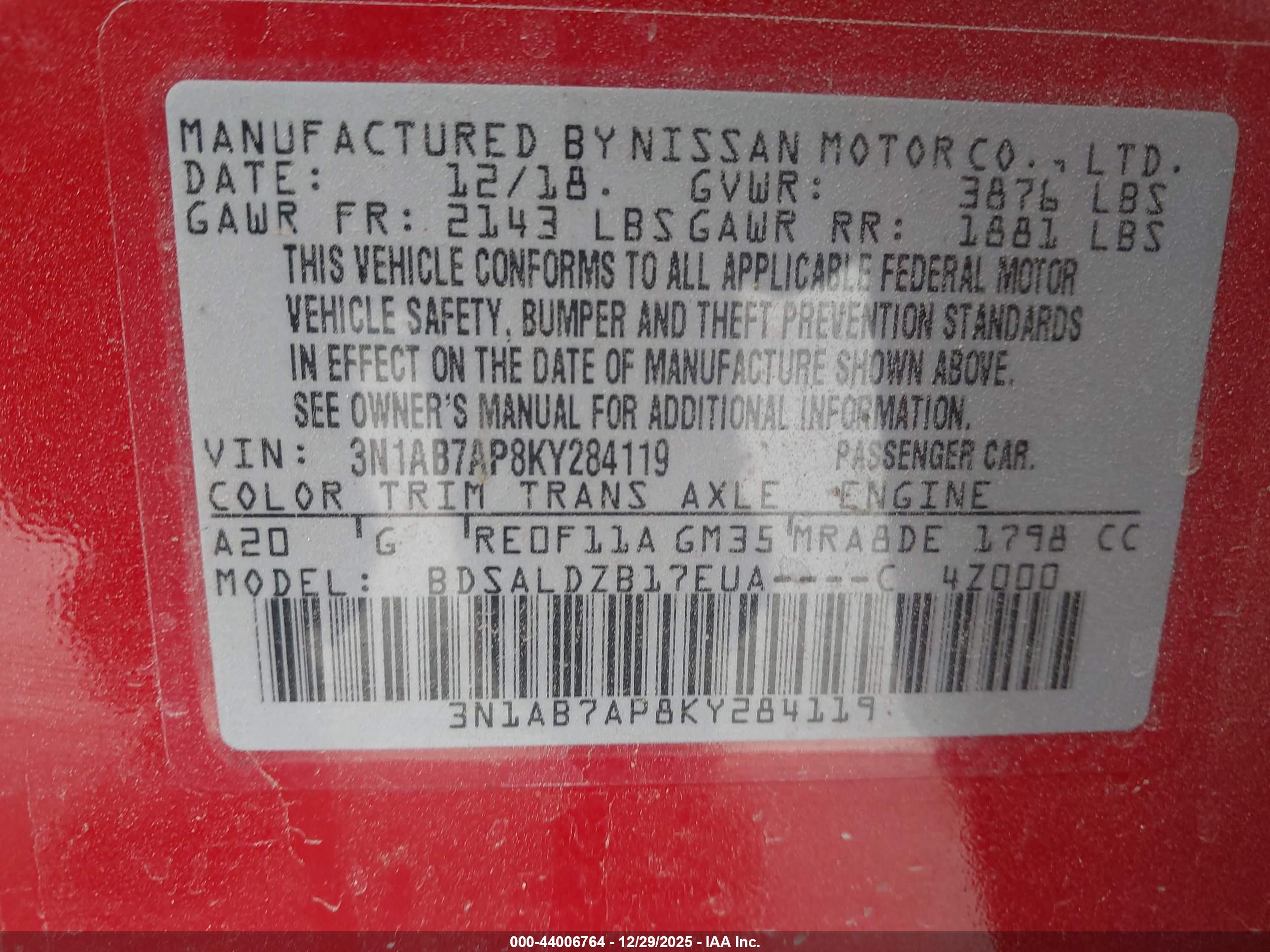 NISSAN SENTRA image 9