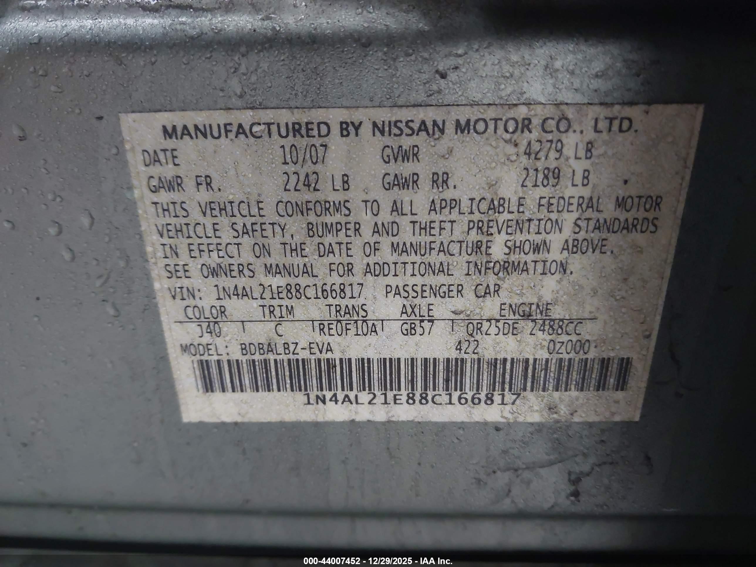 NISSAN ALTIMA image 9