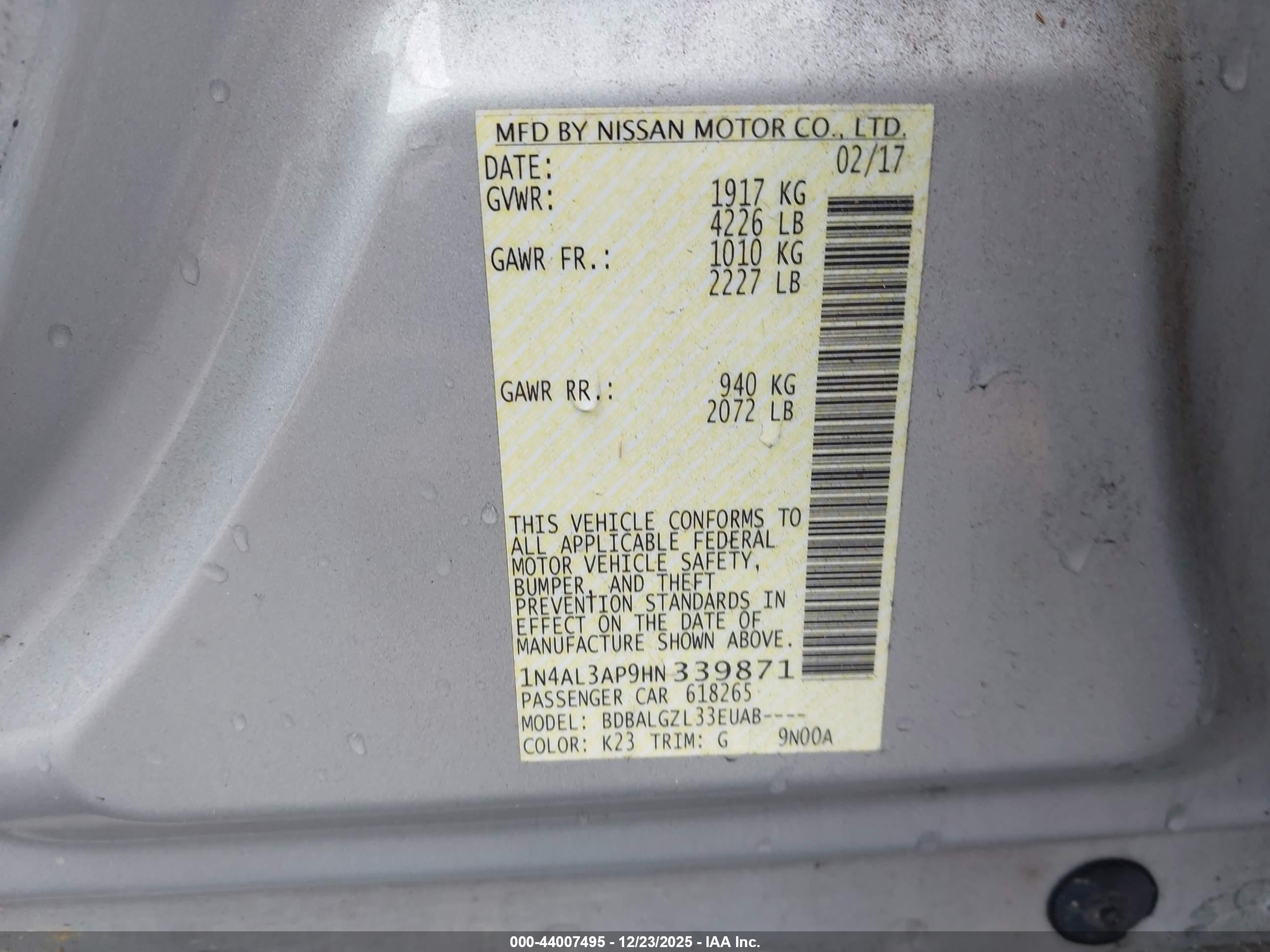 NISSAN ALTIMA image 9