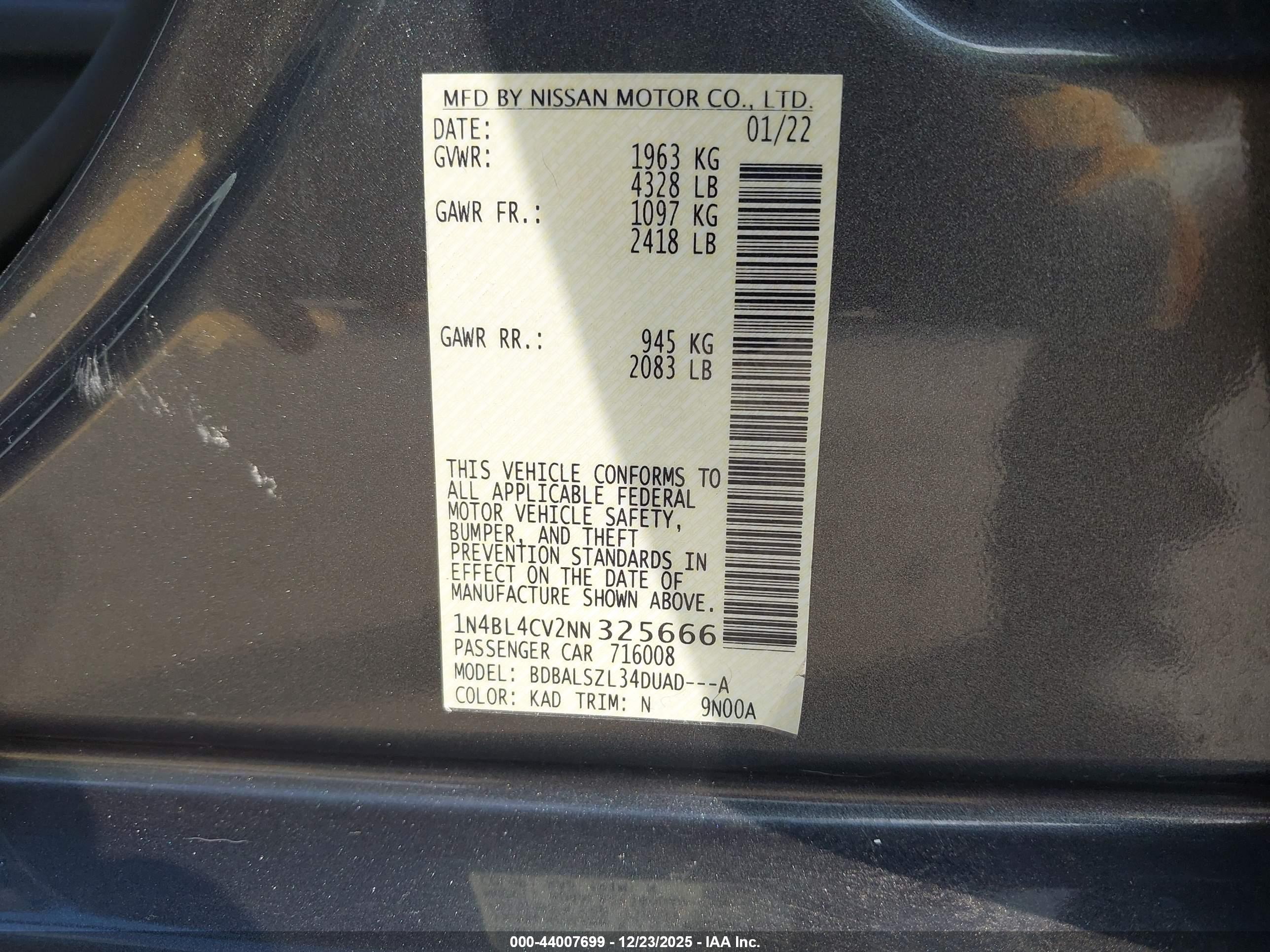 NISSAN ALTIMA image 9