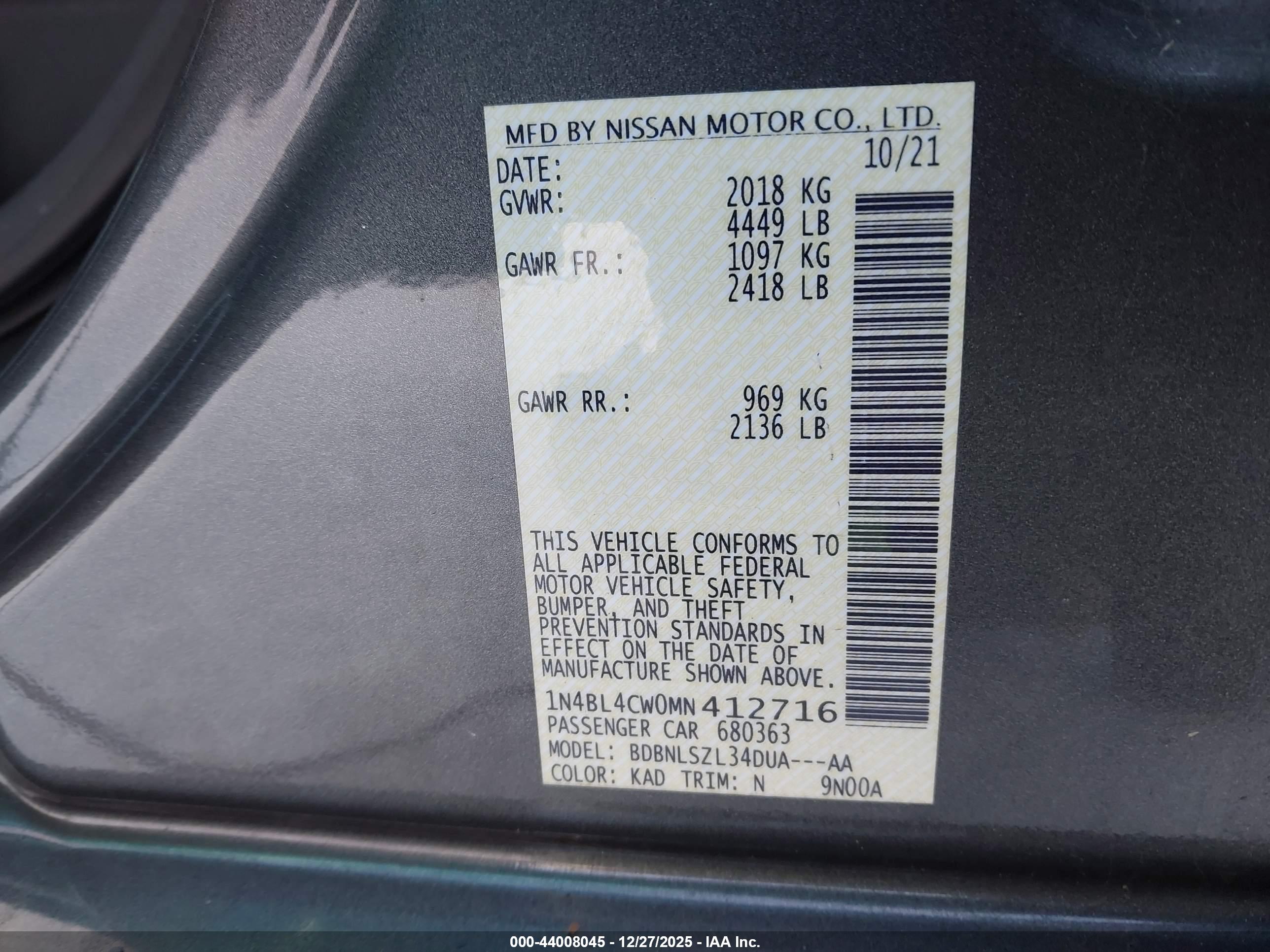 NISSAN ALTIMA image 9