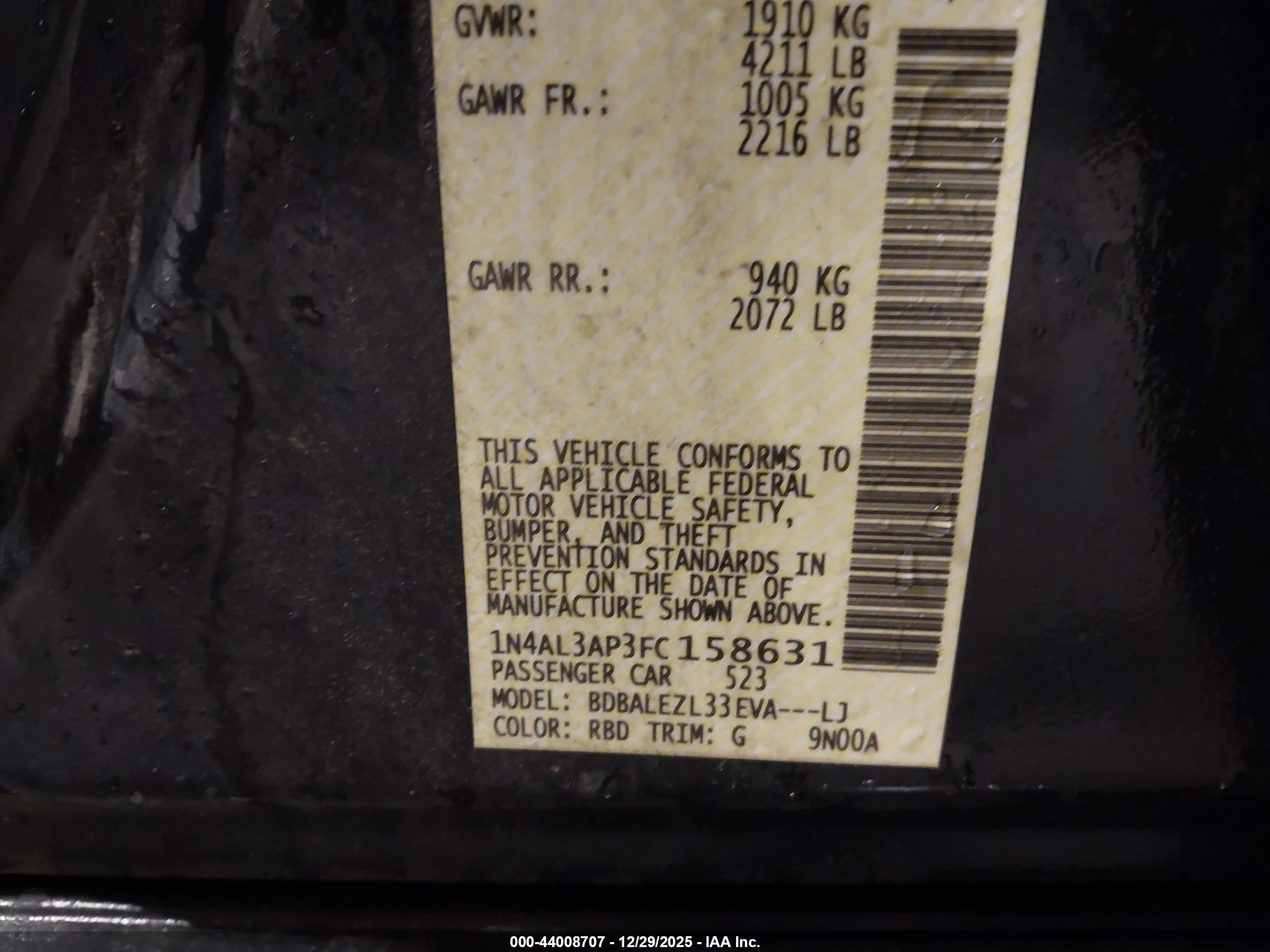 NISSAN ALTIMA image 9