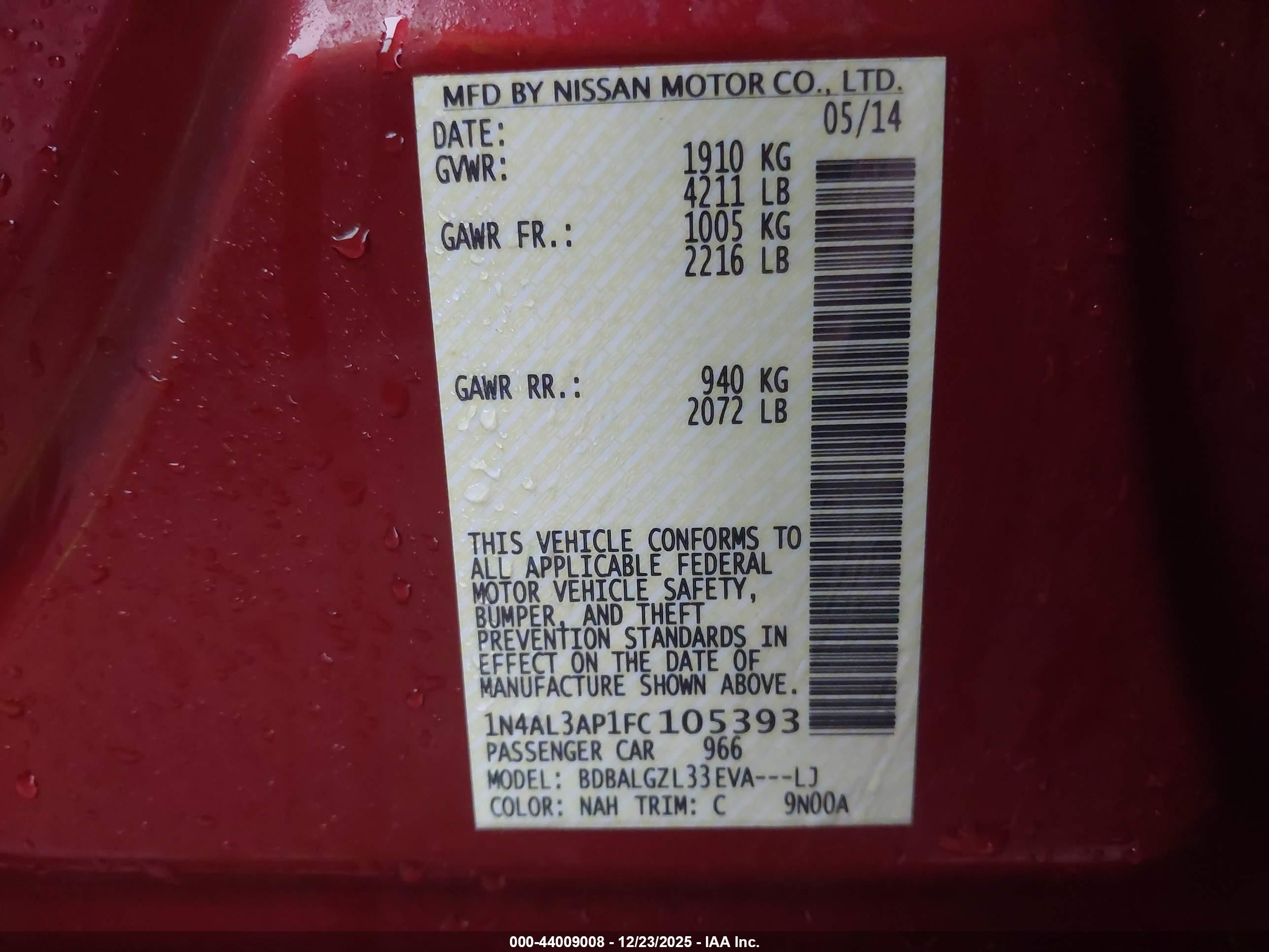 NISSAN ALTIMA image 9