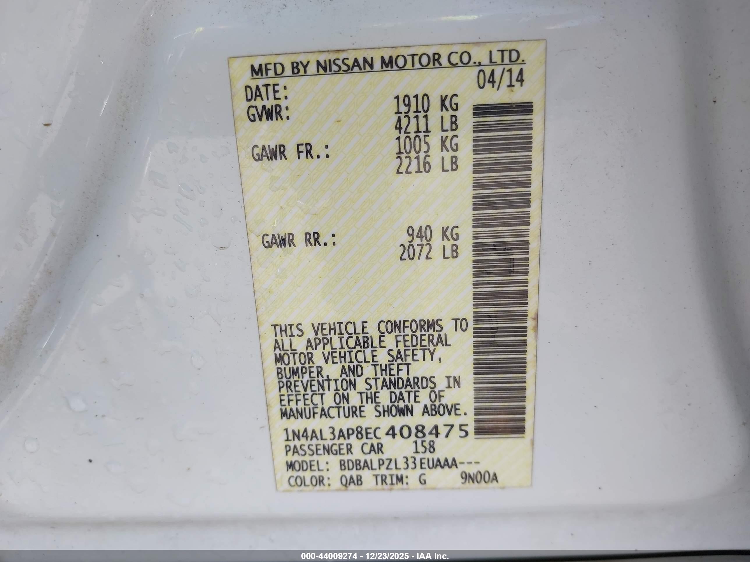 NISSAN ALTIMA image 9