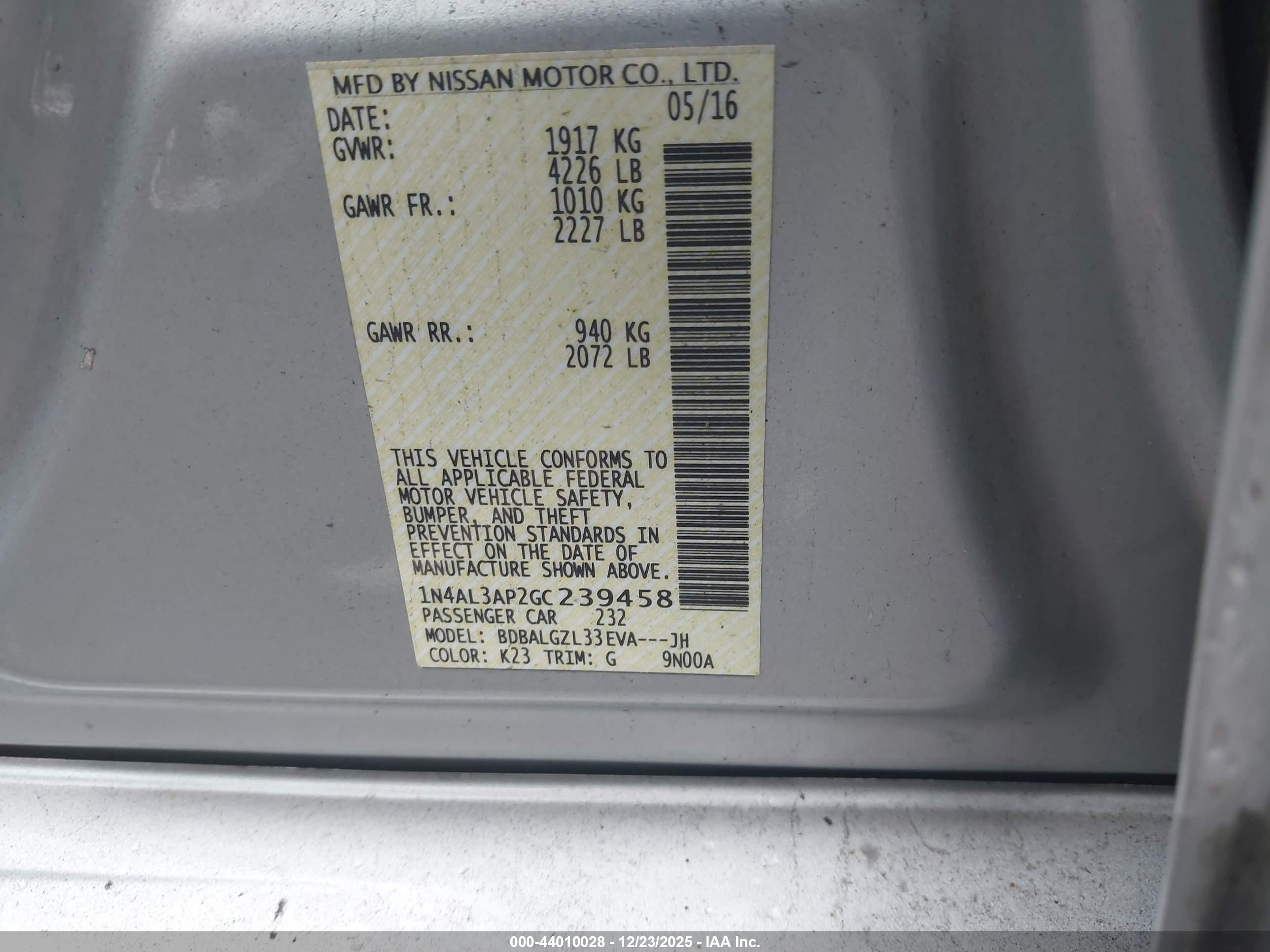 NISSAN ALTIMA image 9
