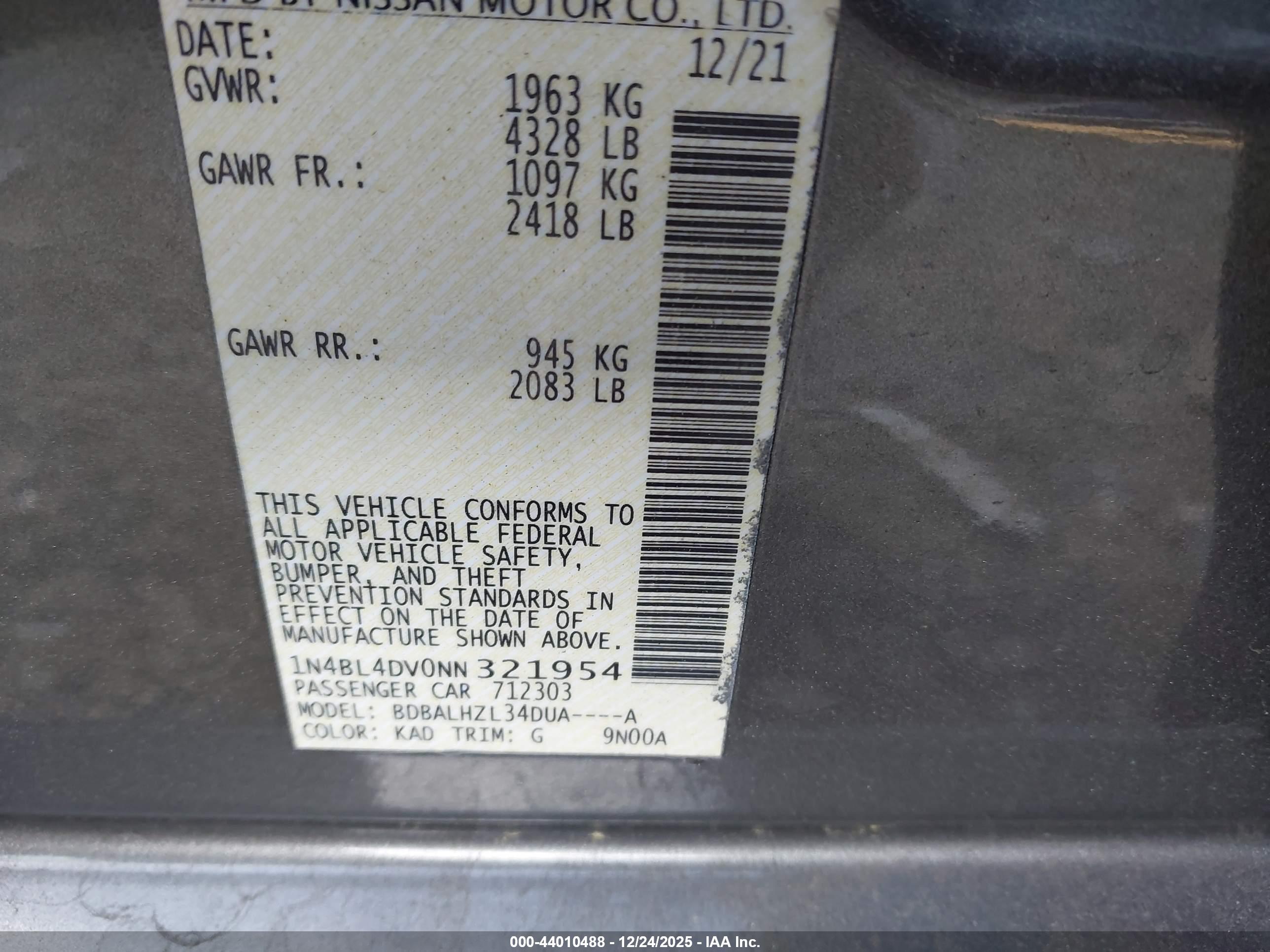 NISSAN ALTIMA image 9