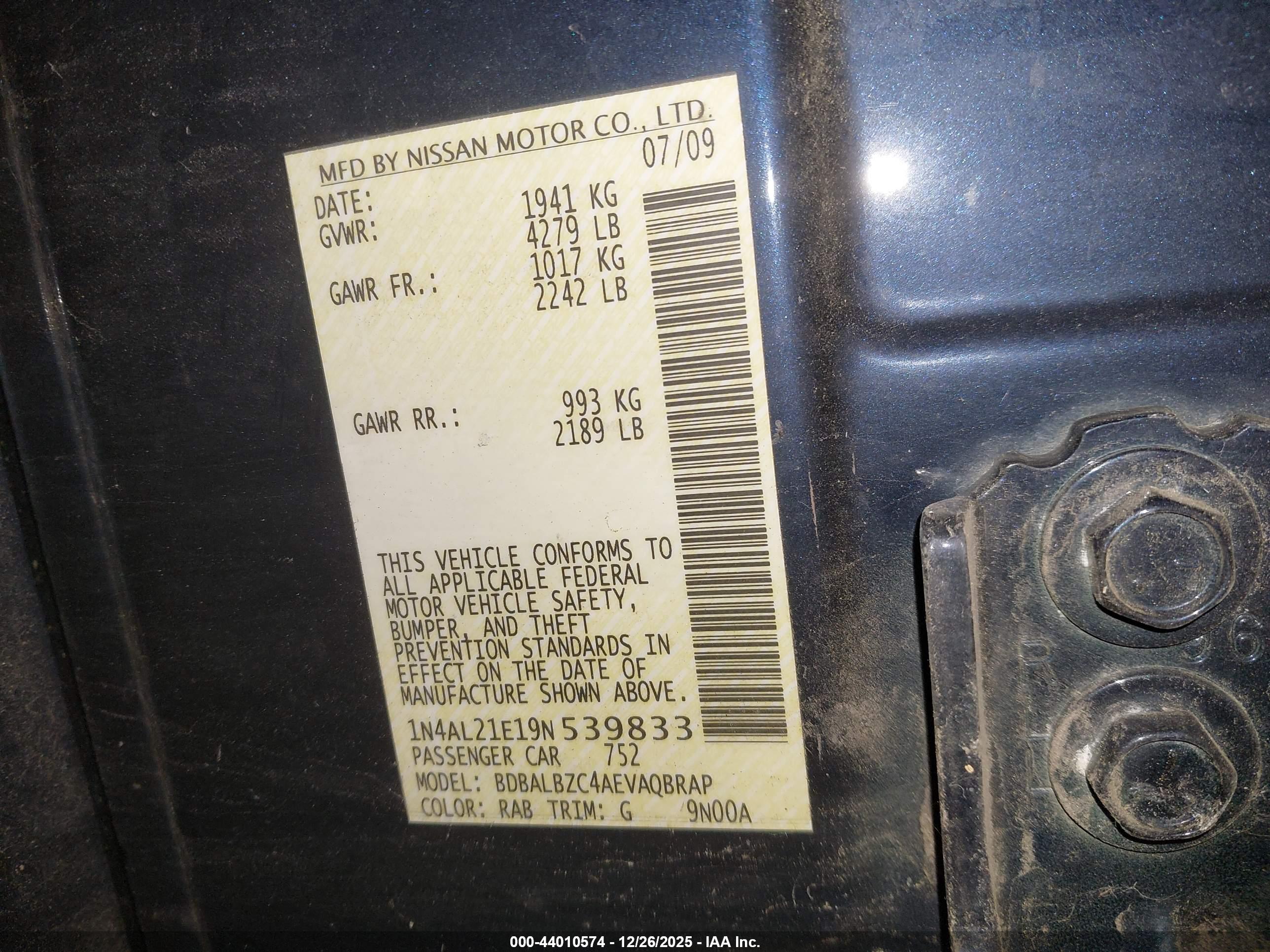 NISSAN ALTIMA image 9