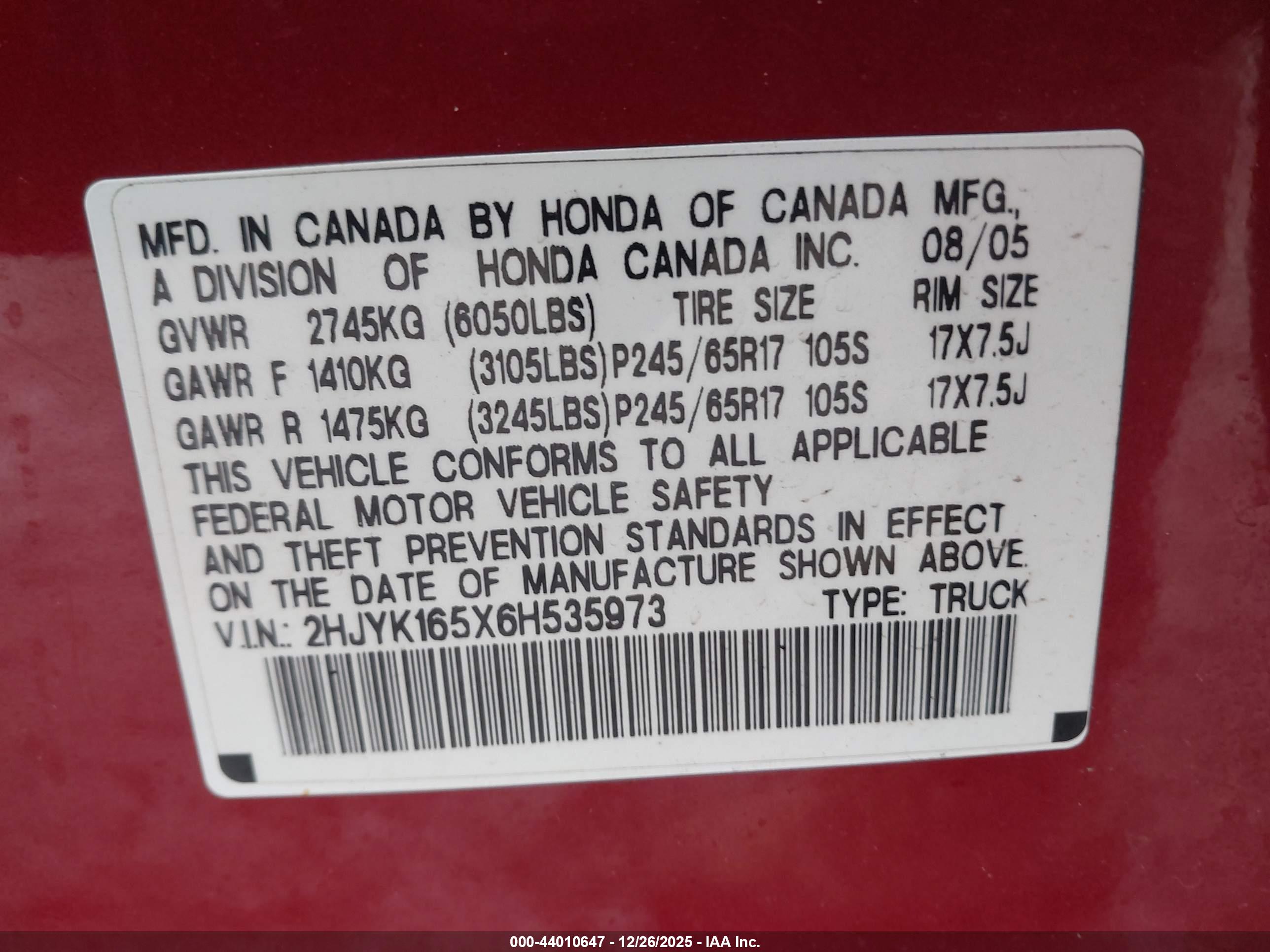 HONDA RIDGELINE image 9