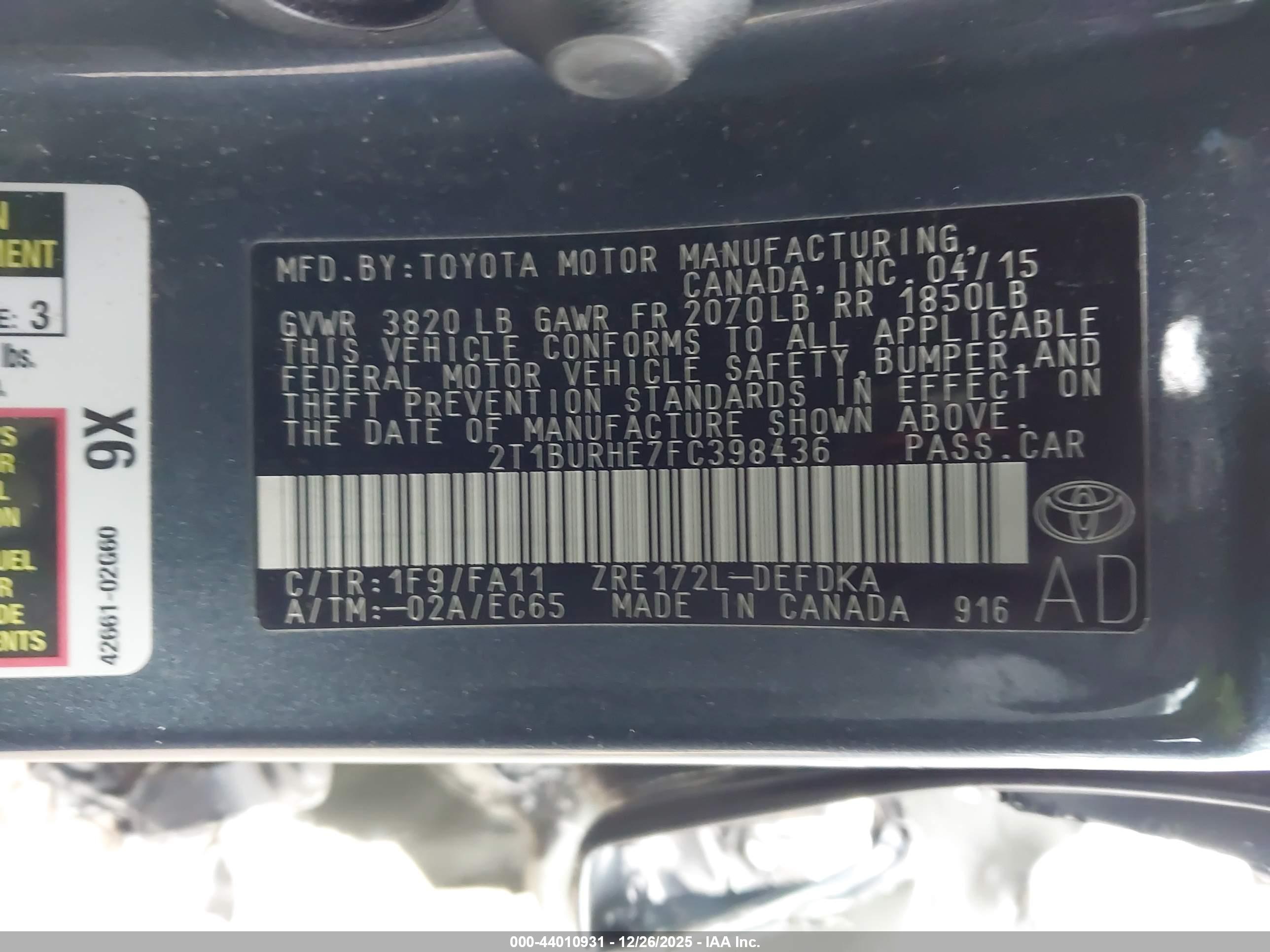 TOYOTA COROLLA image 9