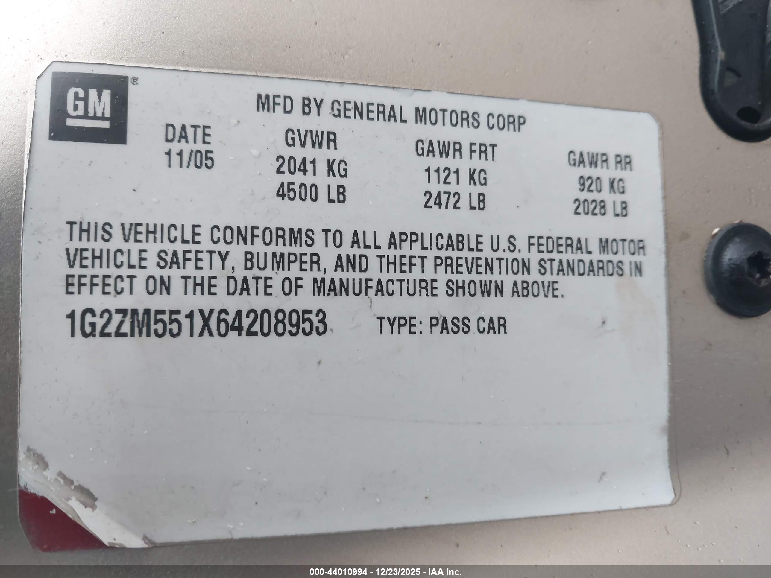 PONTIAC G6 image 9