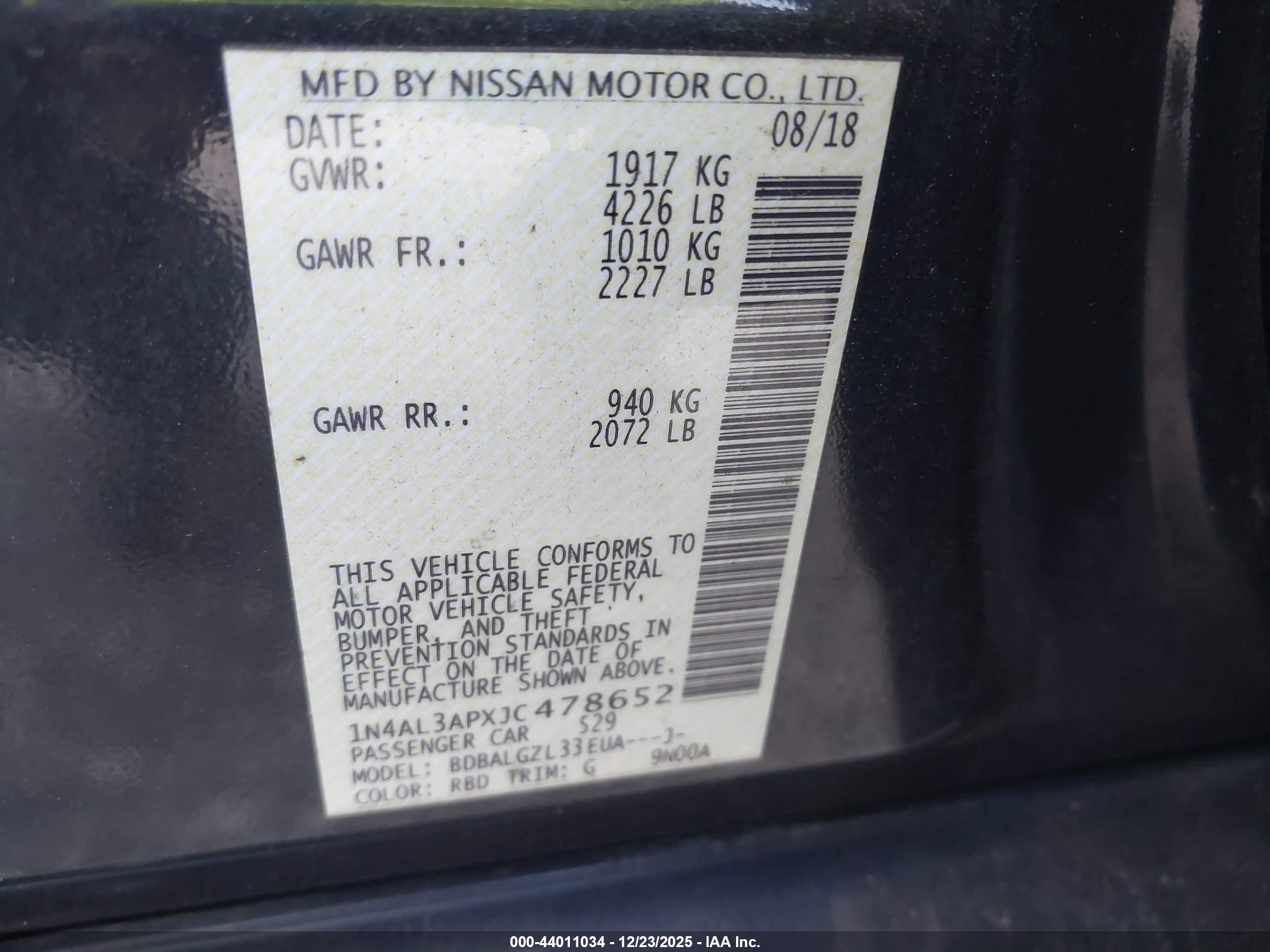 NISSAN ALTIMA image 9