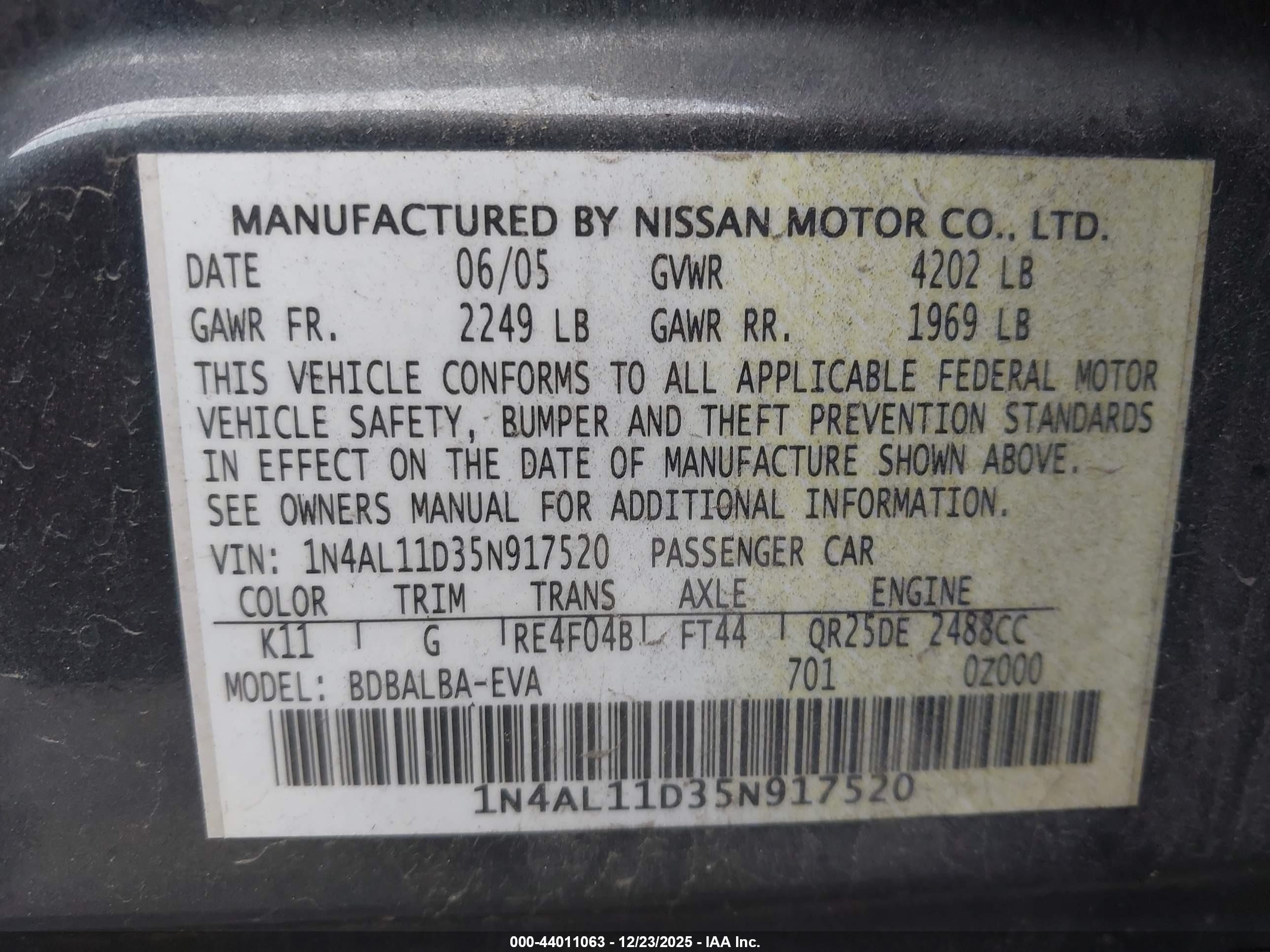 NISSAN ALTIMA image 9