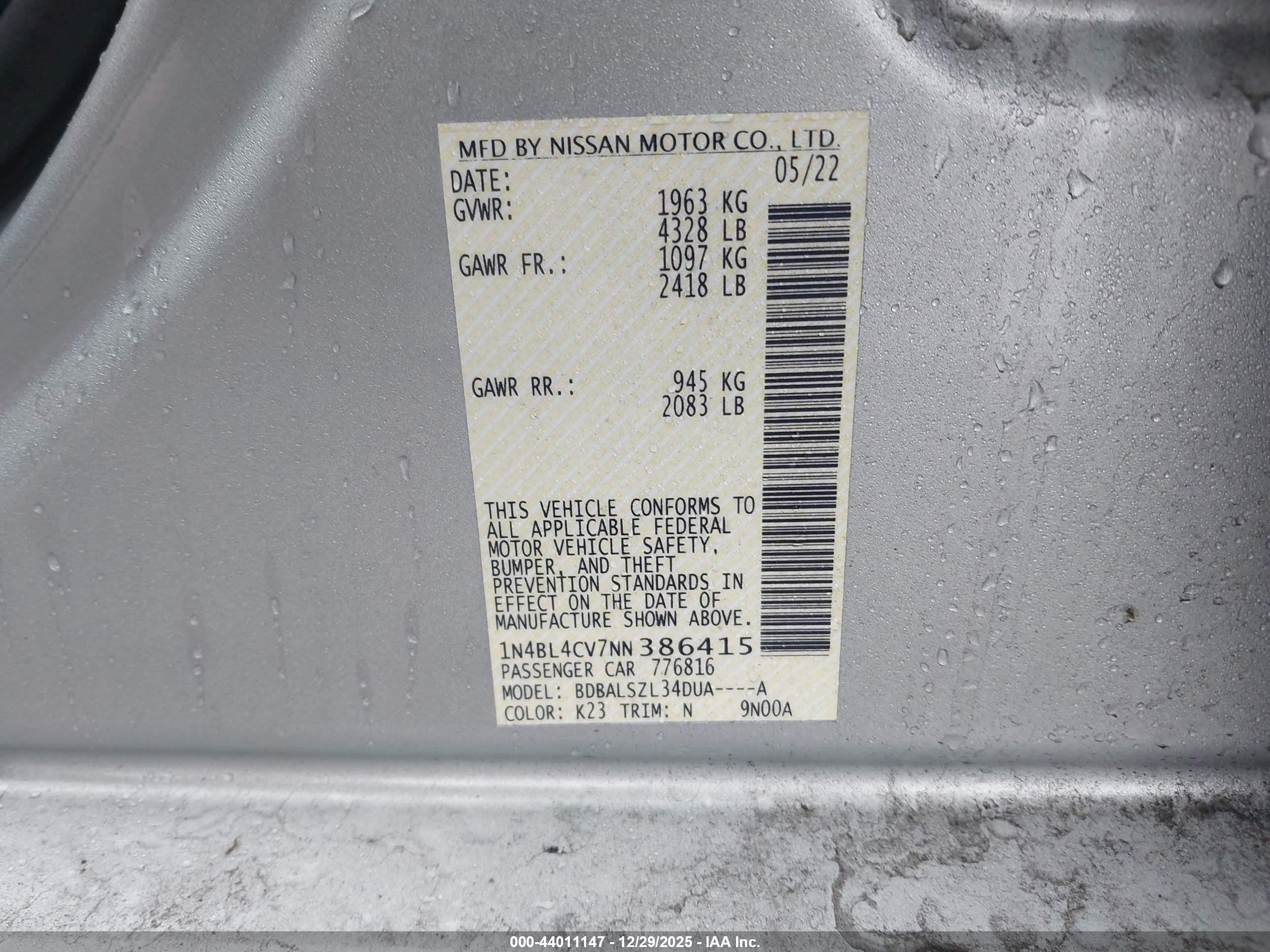 NISSAN ALTIMA image 9