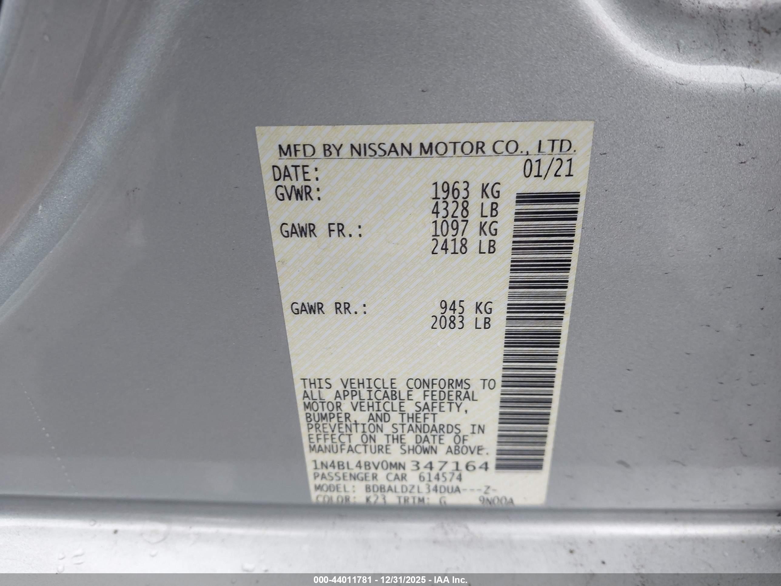 NISSAN ALTIMA image 9