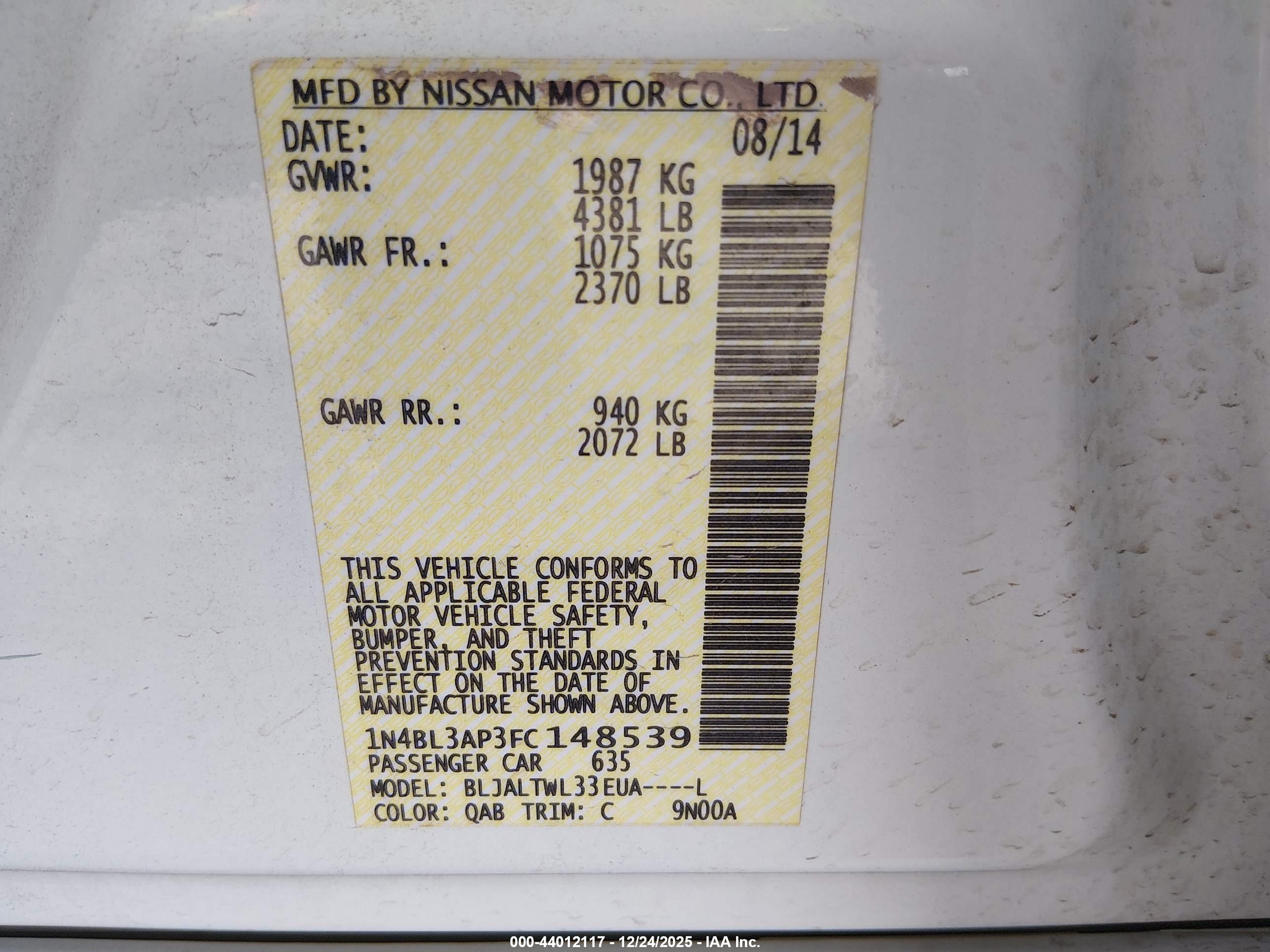 NISSAN ALTIMA image 9