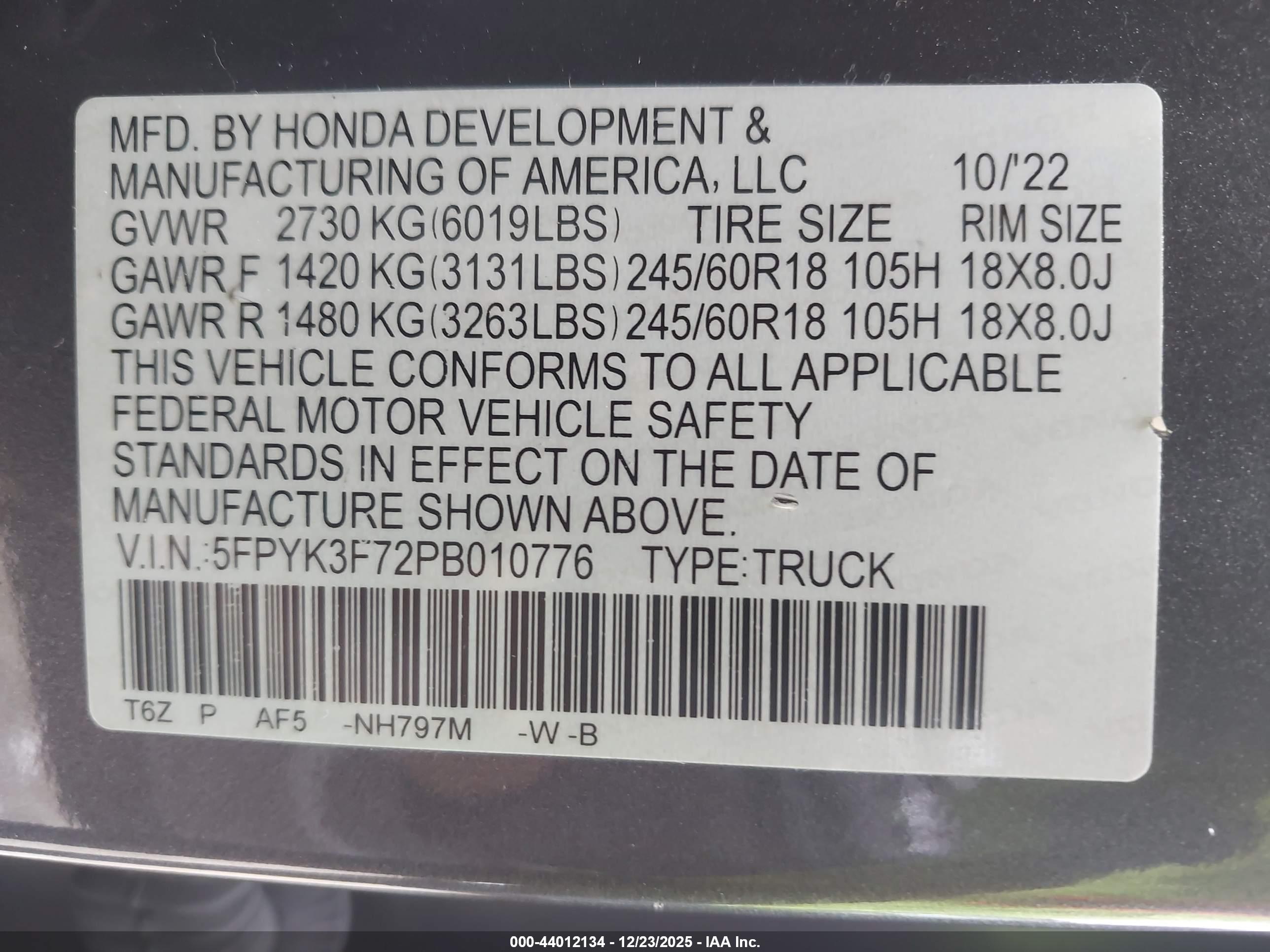 HONDA RIDGELINE image 9