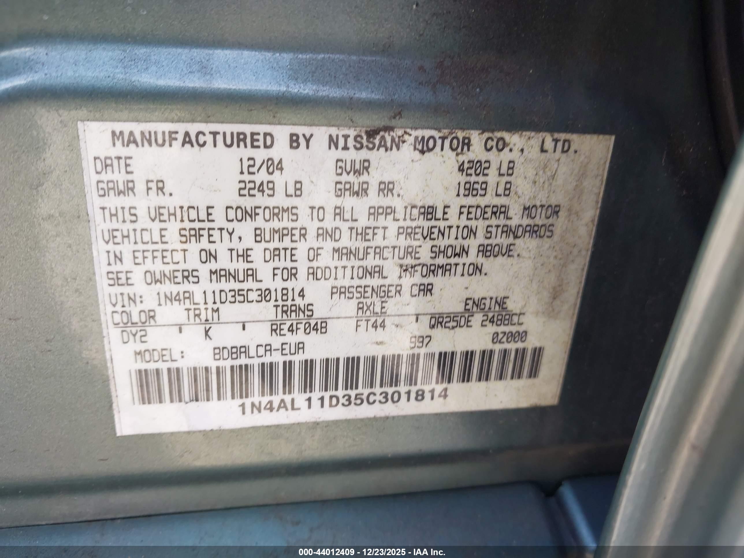 NISSAN ALTIMA image 9