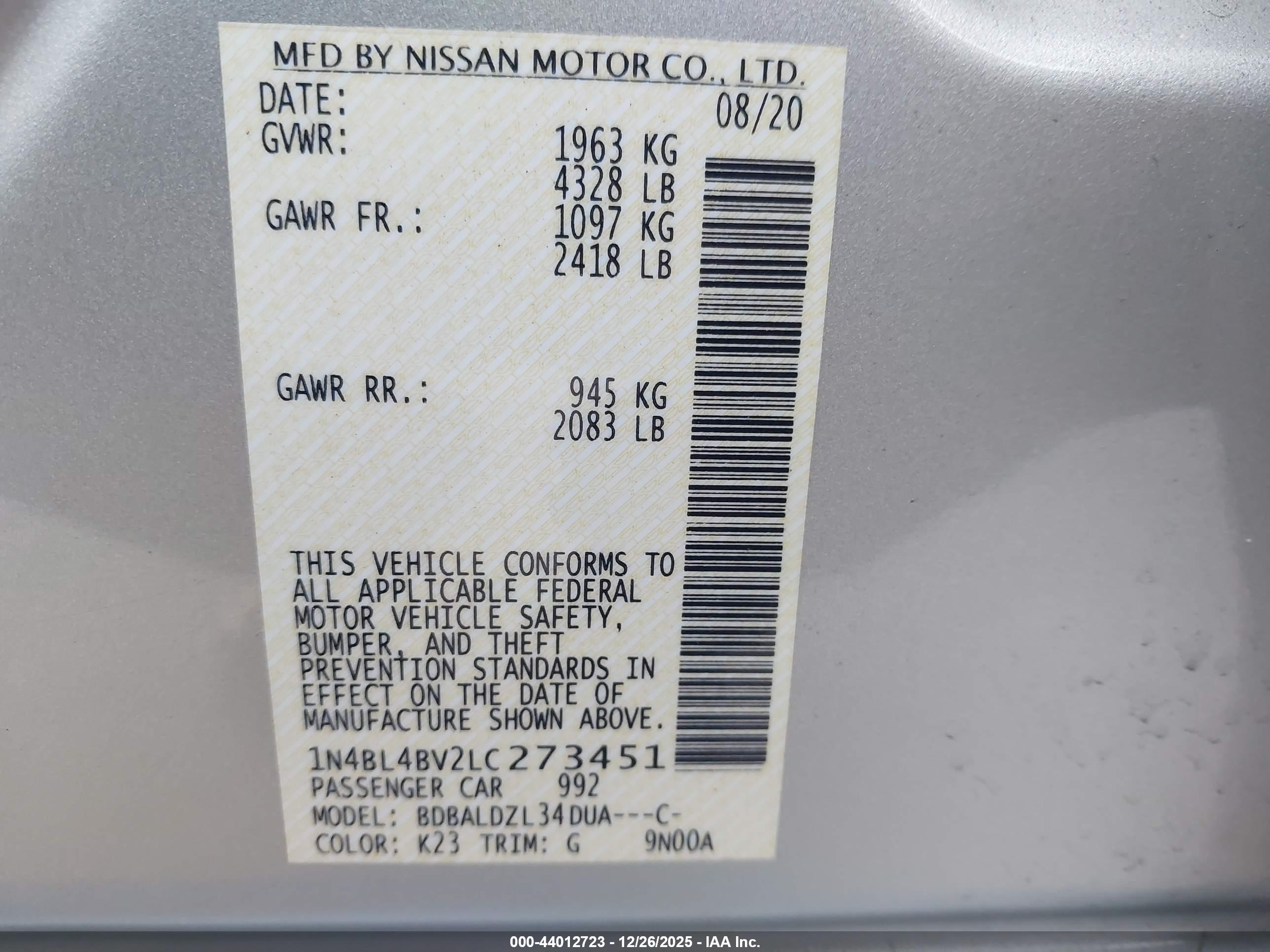 NISSAN ALTIMA image 9