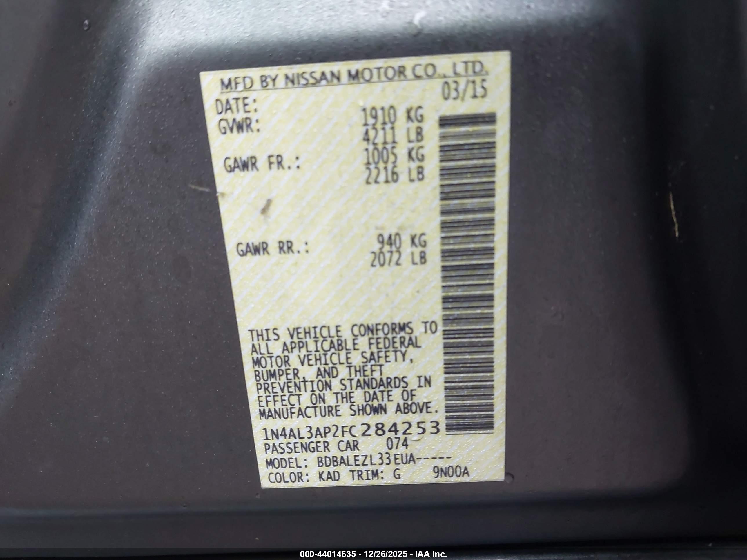 NISSAN ALTIMA image 9