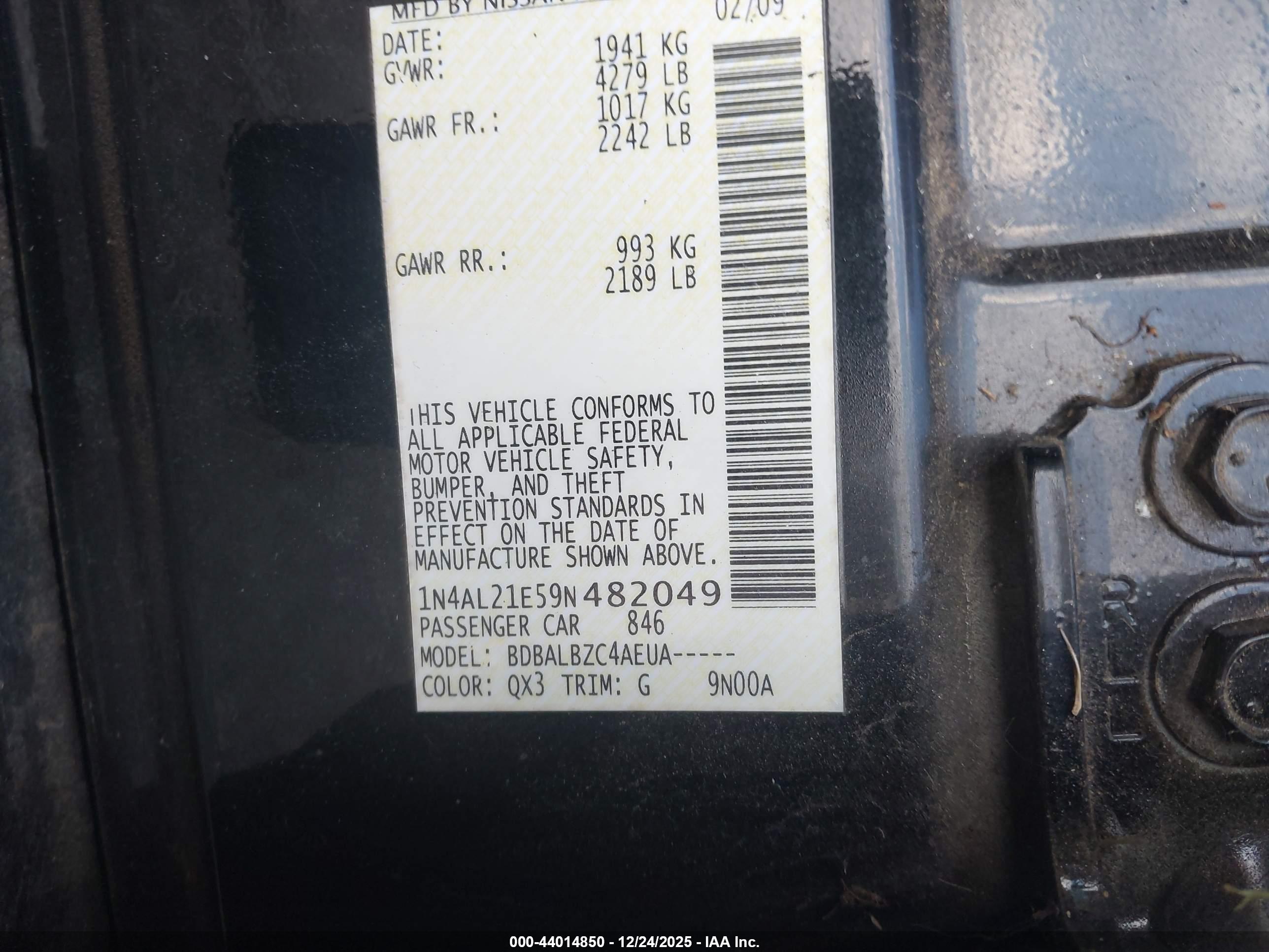 NISSAN ALTIMA image 9