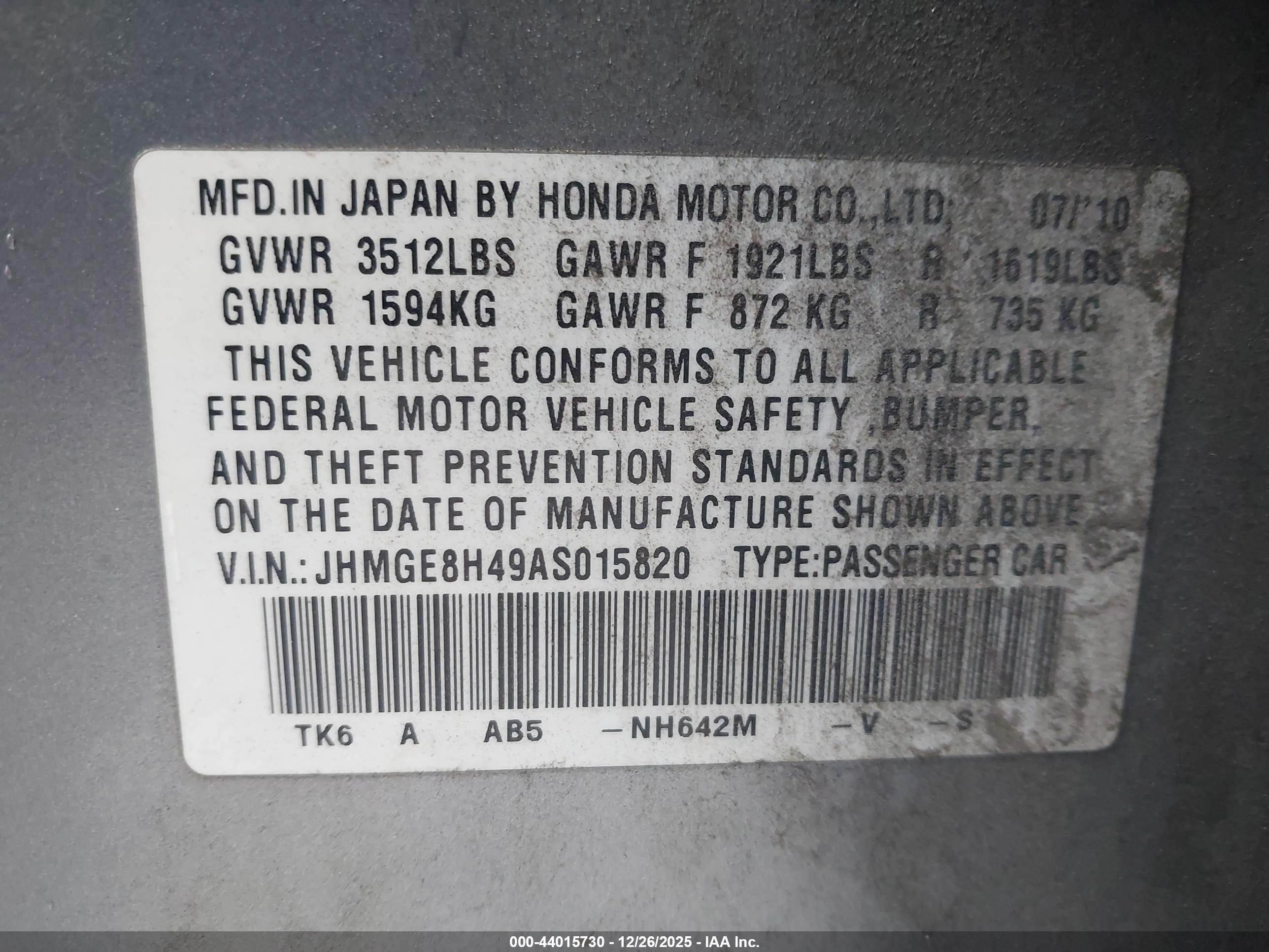 HONDA FIT image 9