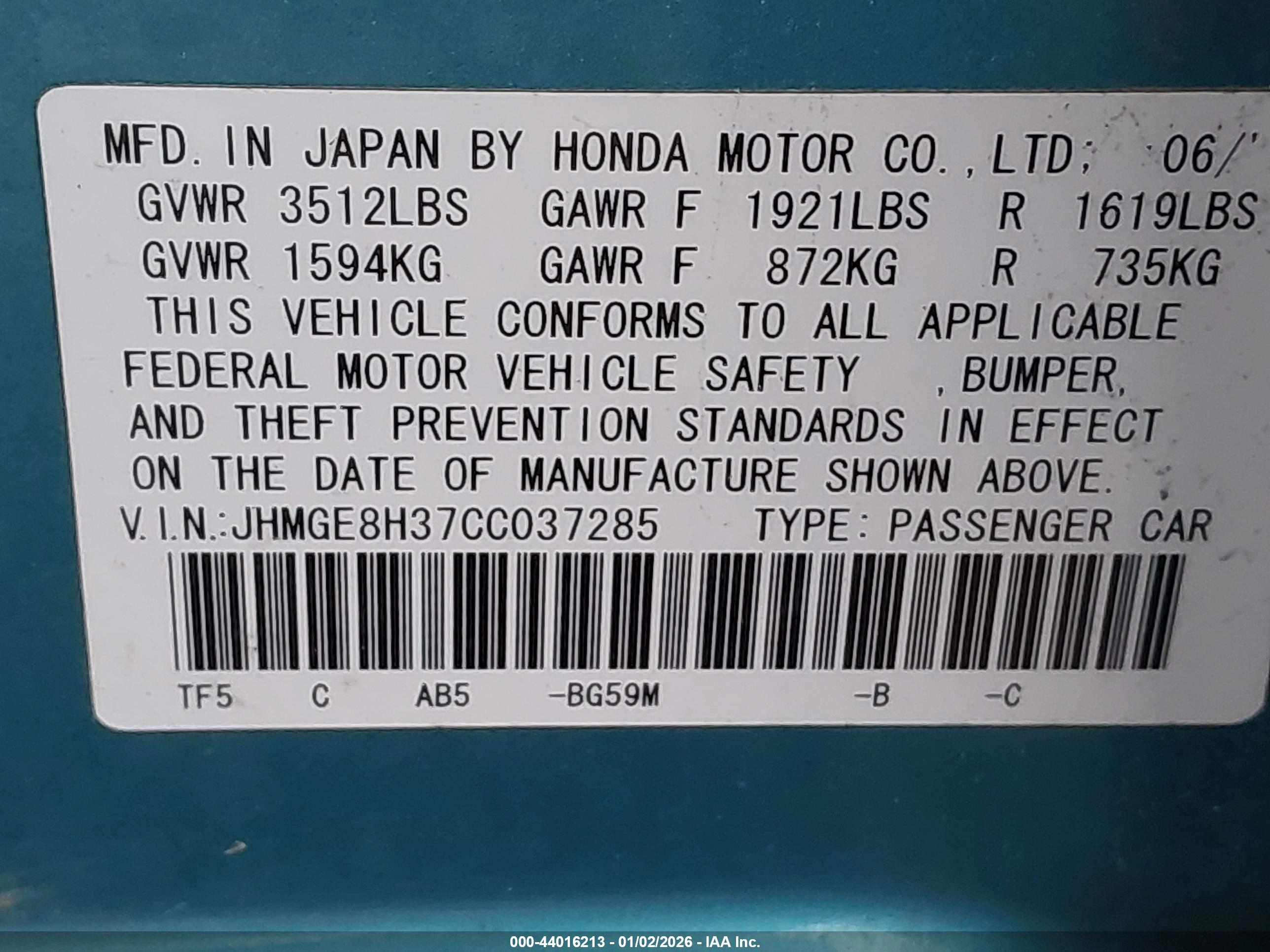 HONDA FIT image 9