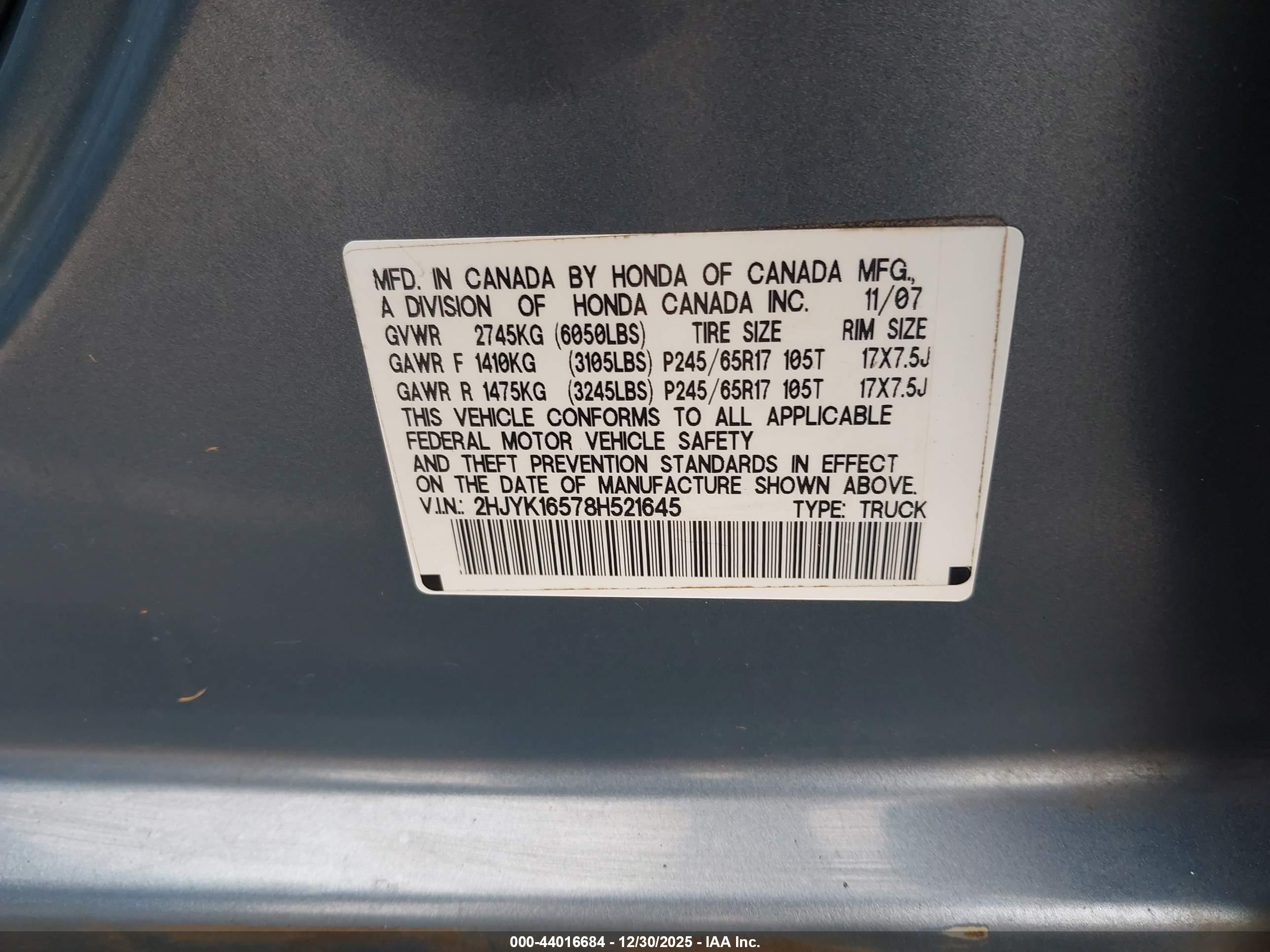 HONDA RIDGELINE image 9