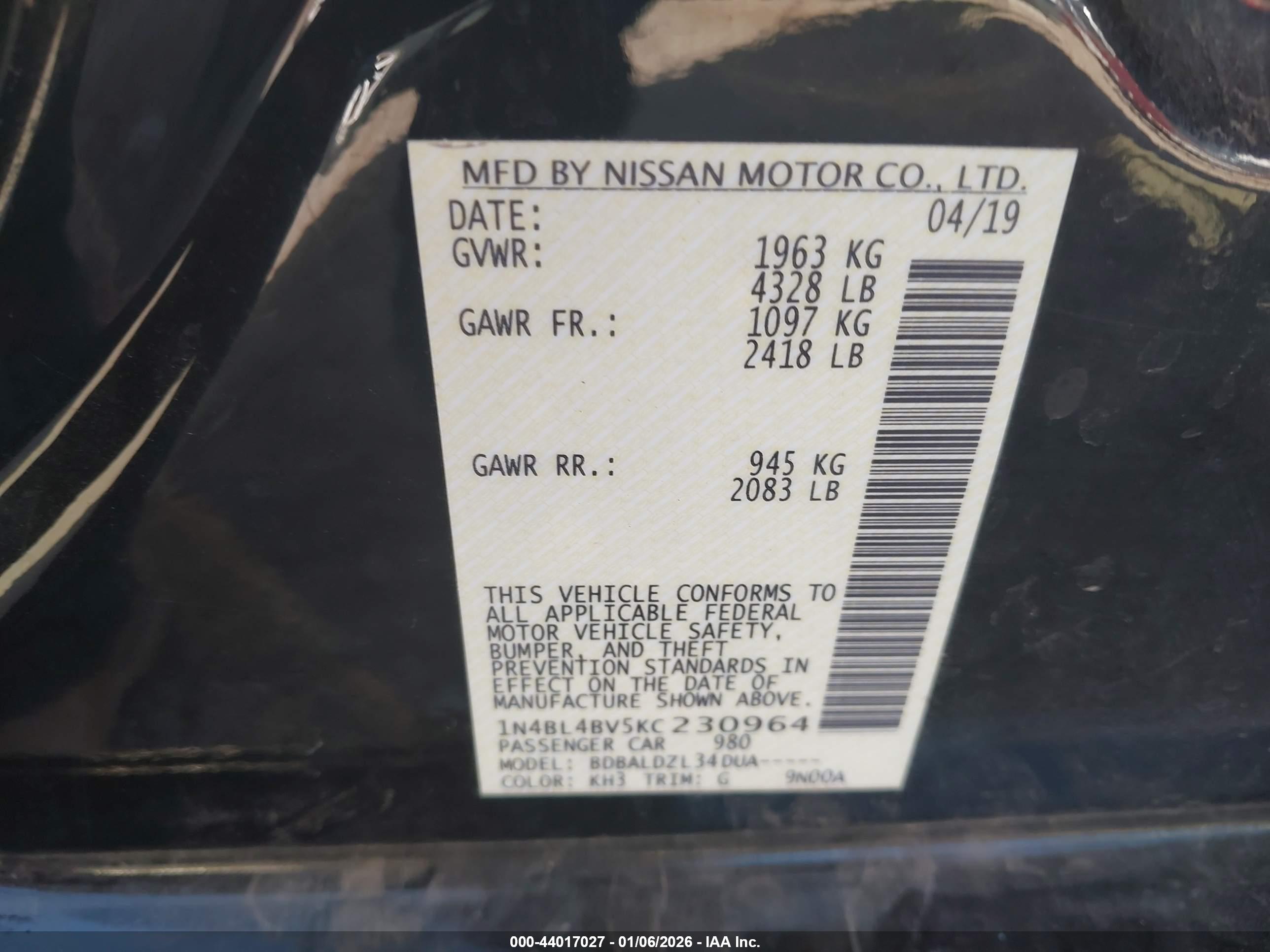 NISSAN ALTIMA image 9
