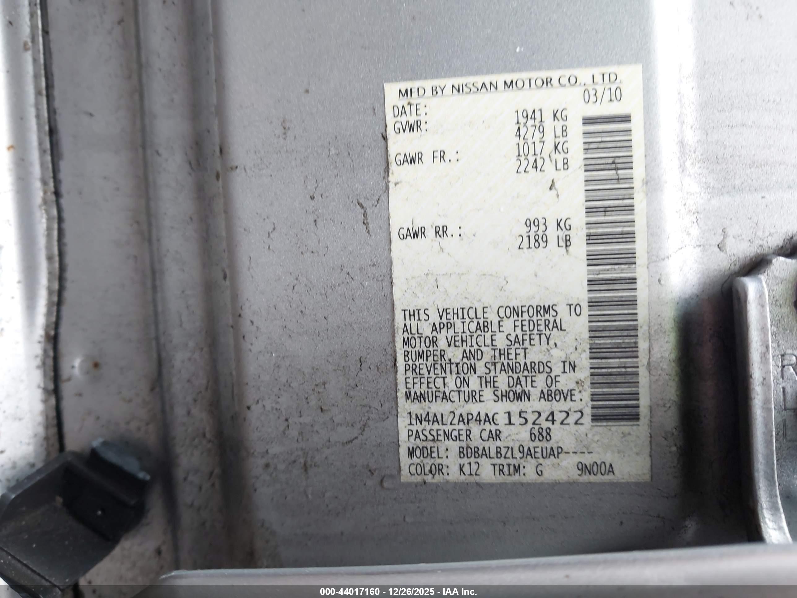 NISSAN ALTIMA image 9