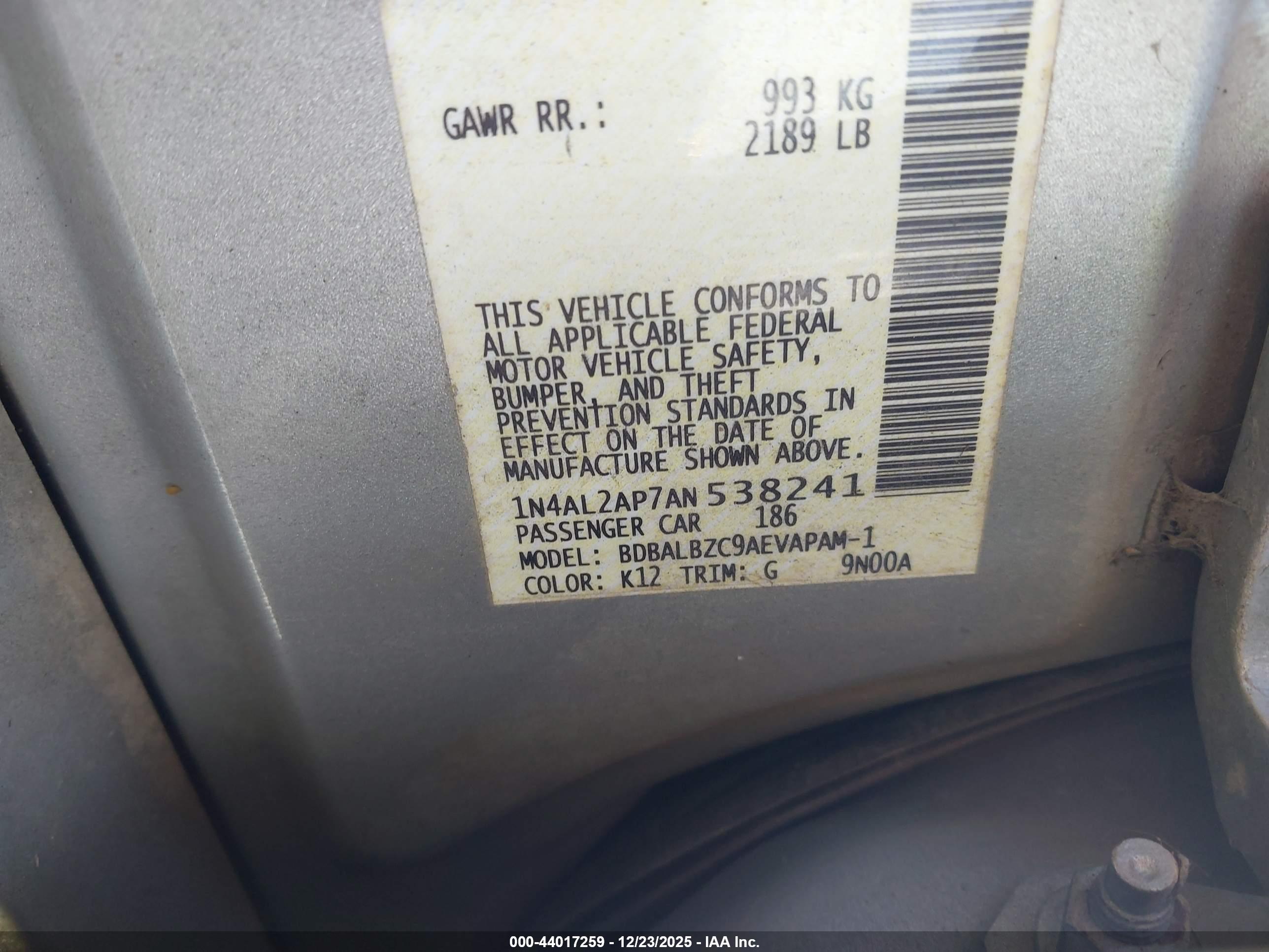NISSAN ALTIMA image 9