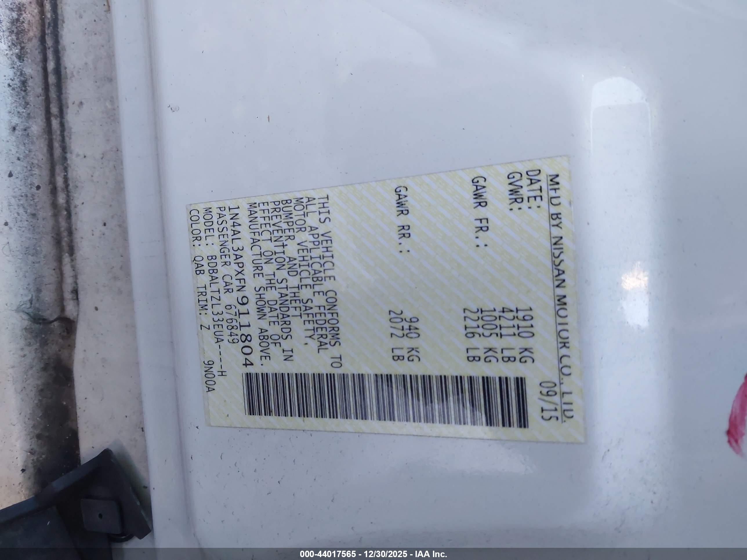 NISSAN ALTIMA image 9