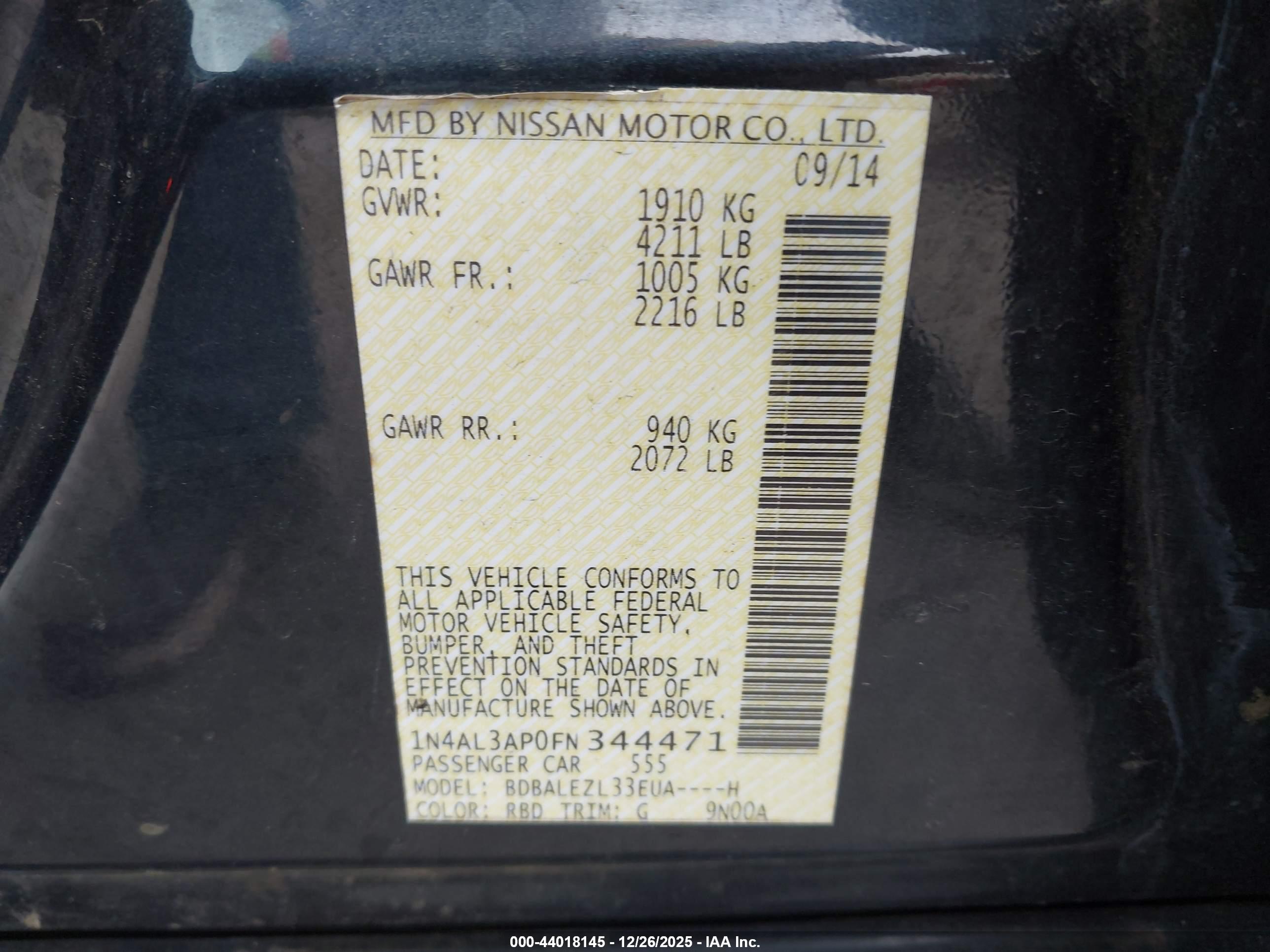 NISSAN ALTIMA image 9
