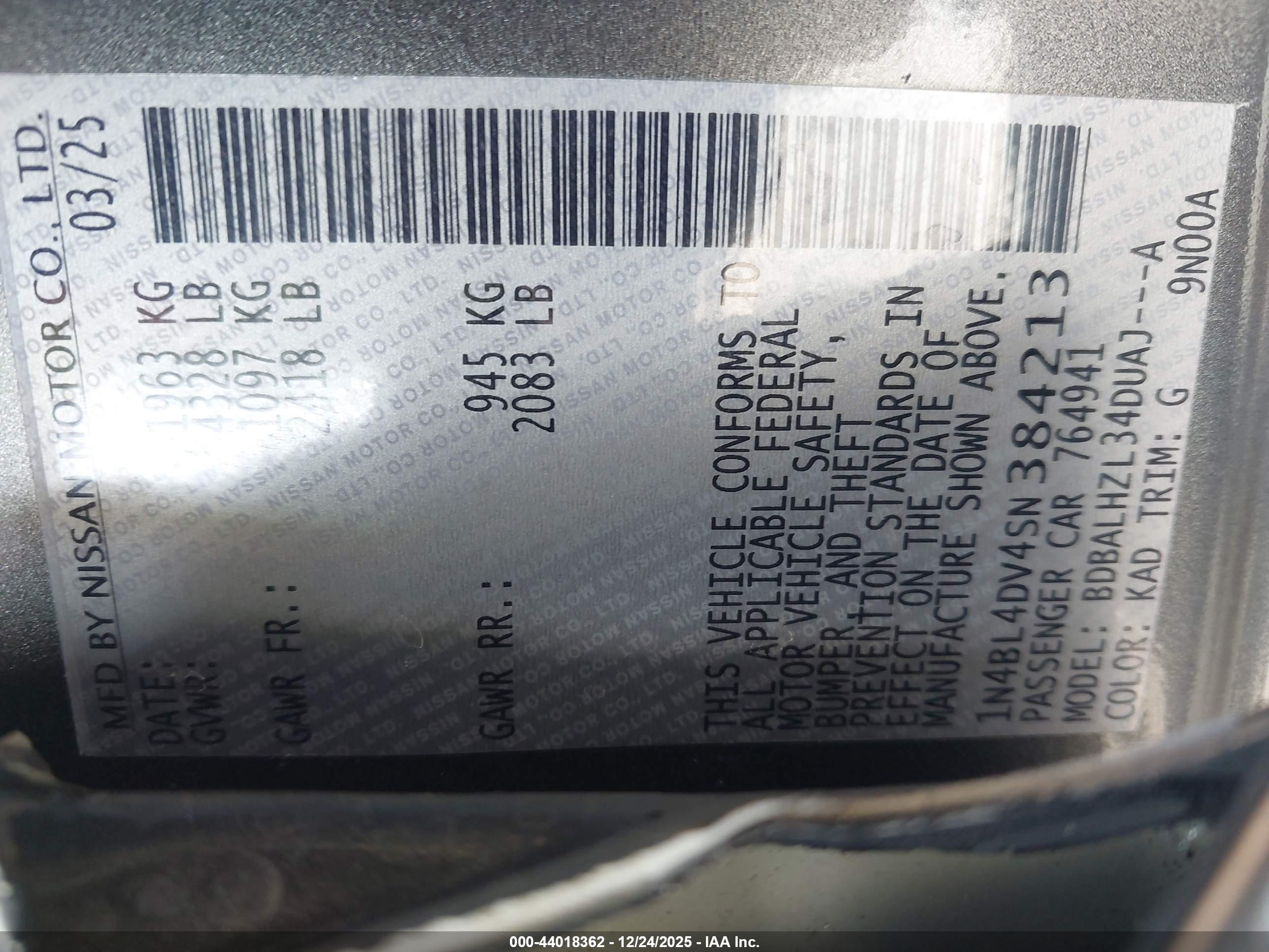 NISSAN ALTIMA image 9