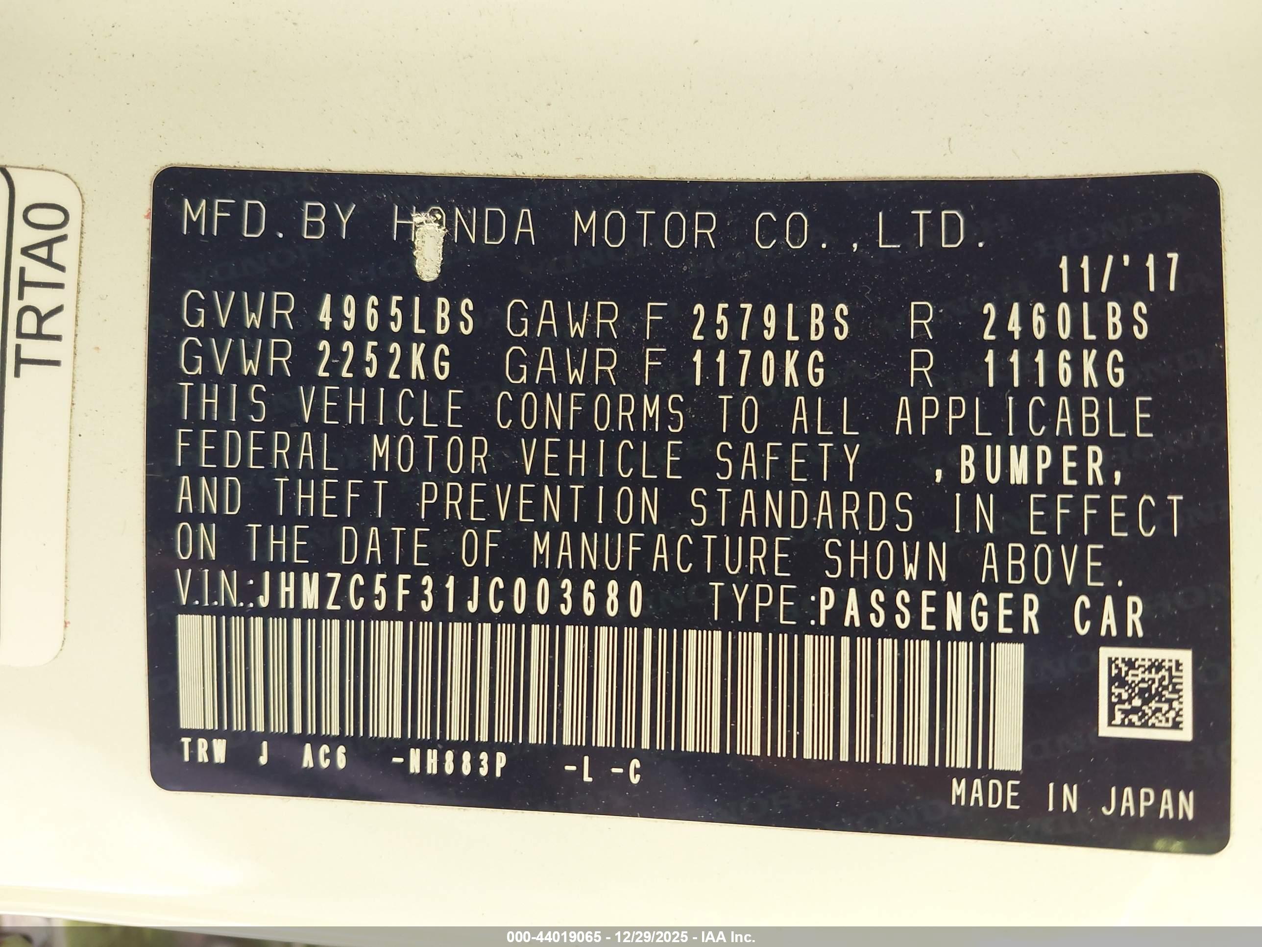 HONDA CLARITY image 9