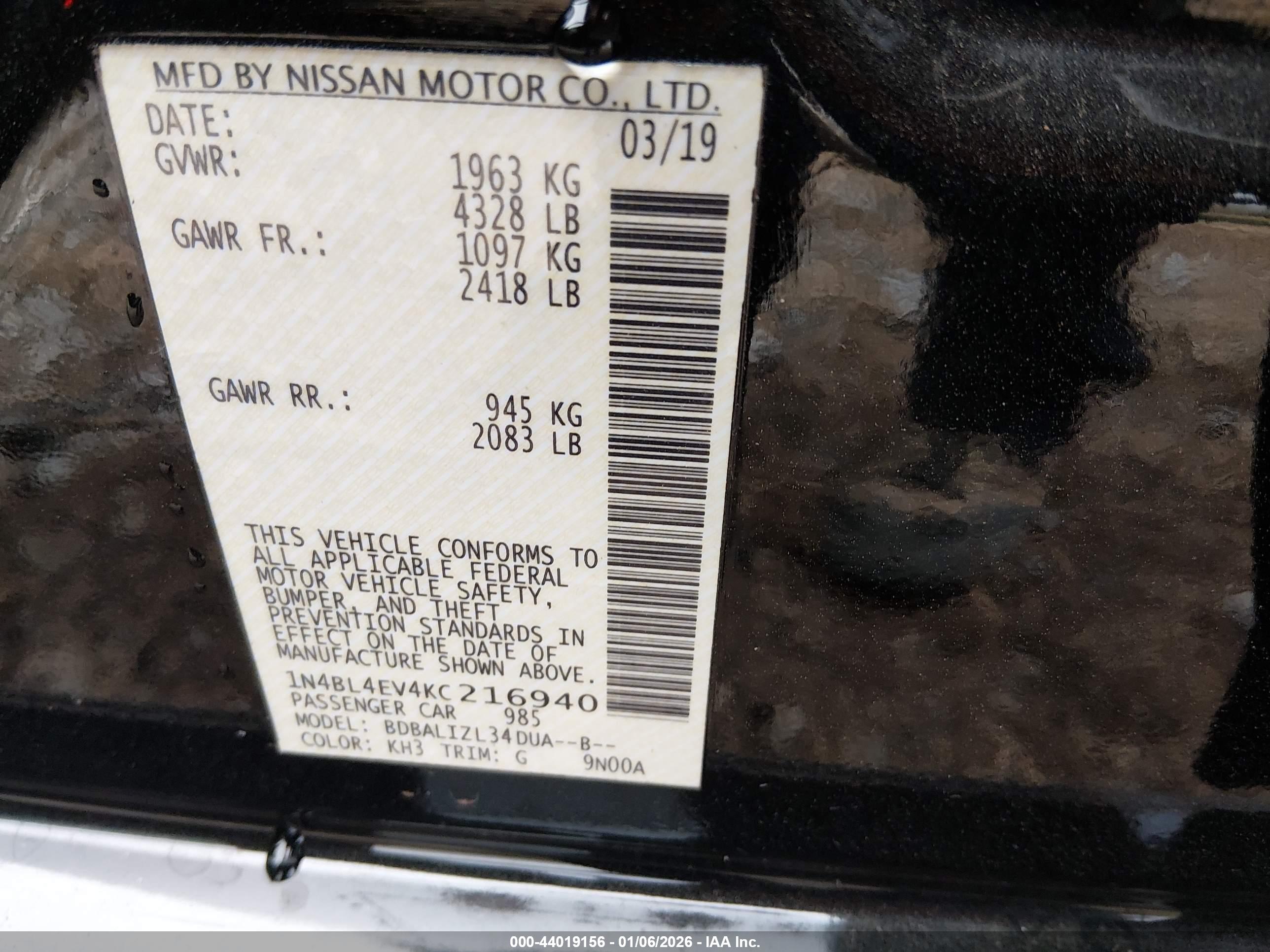 NISSAN ALTIMA image 9