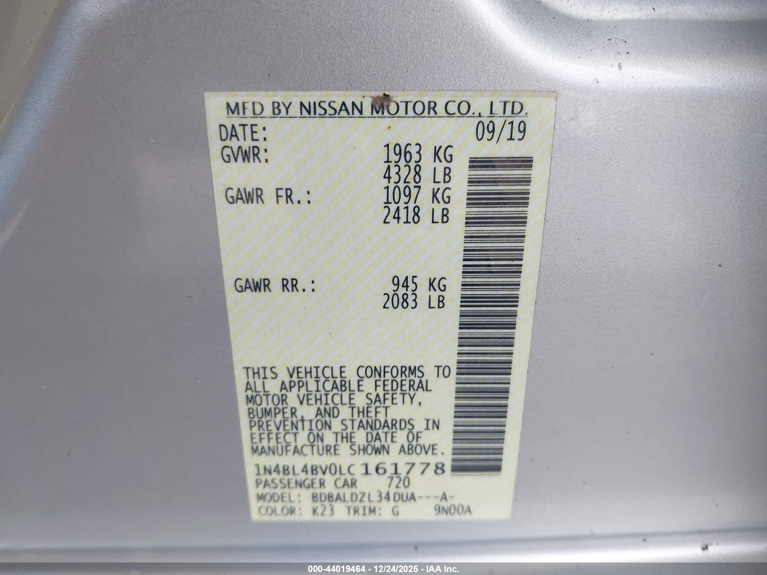 NISSAN ALTIMA image 9
