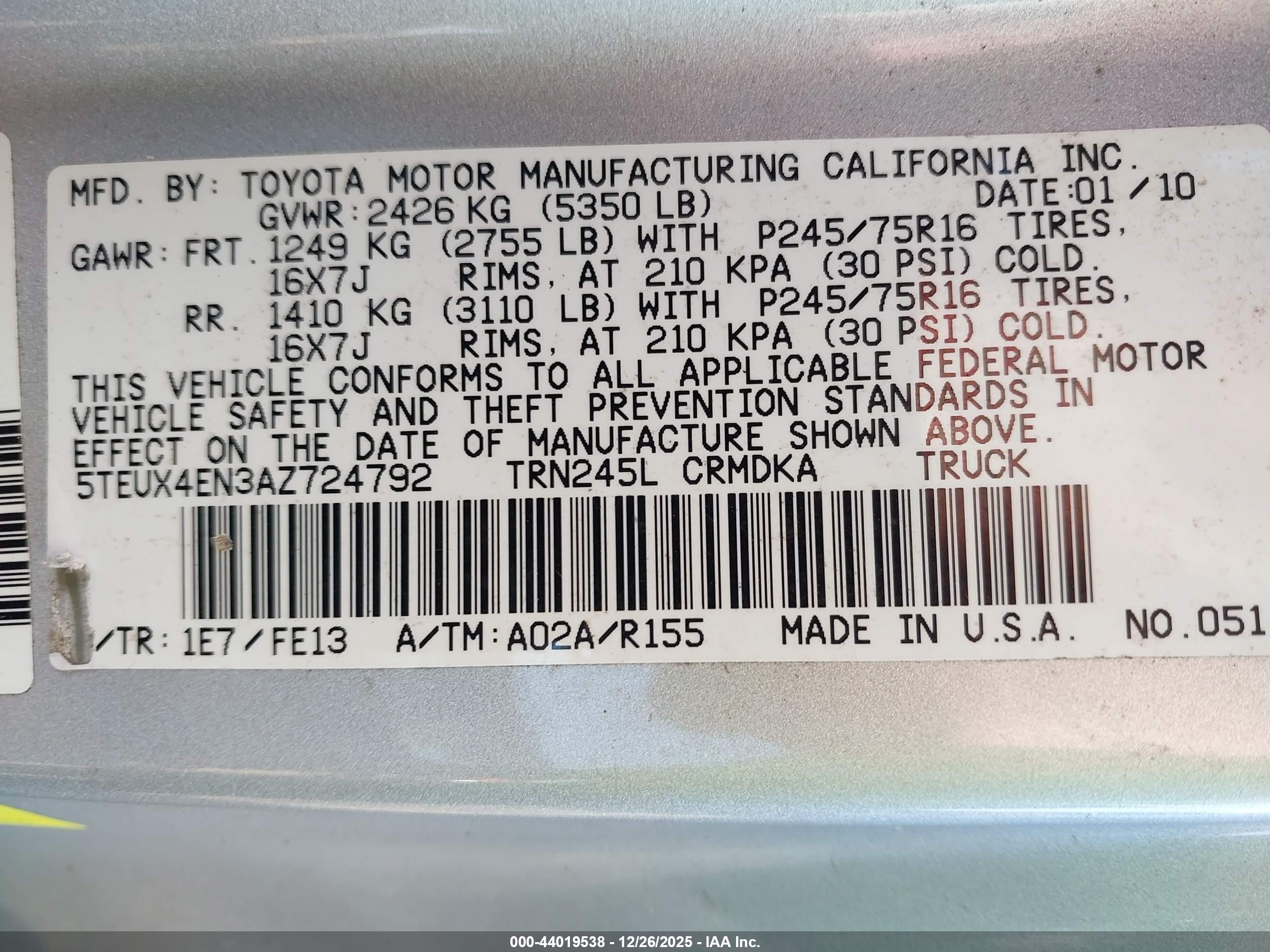TOYOTA TACOMA image 9