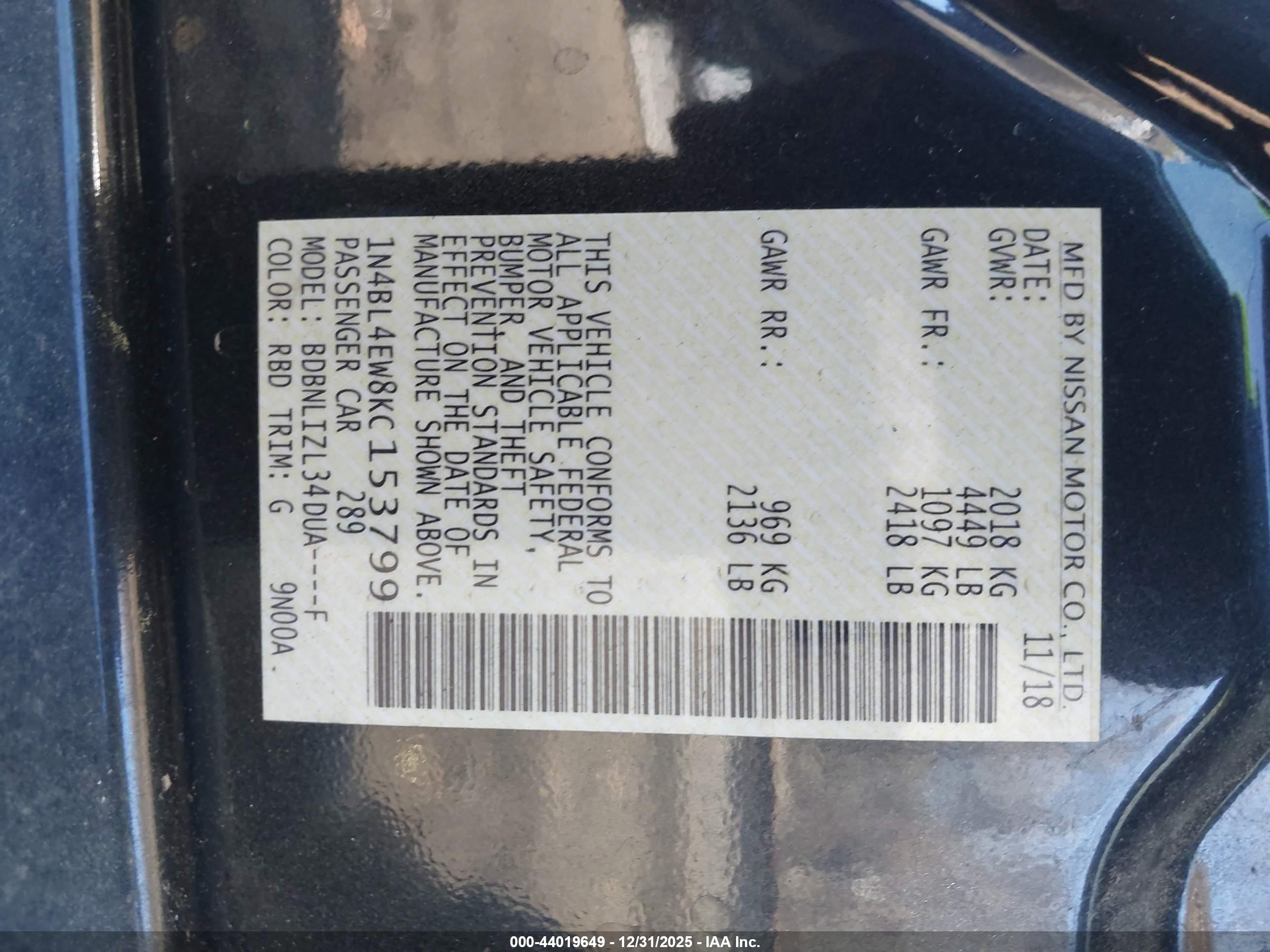 NISSAN ALTIMA image 9