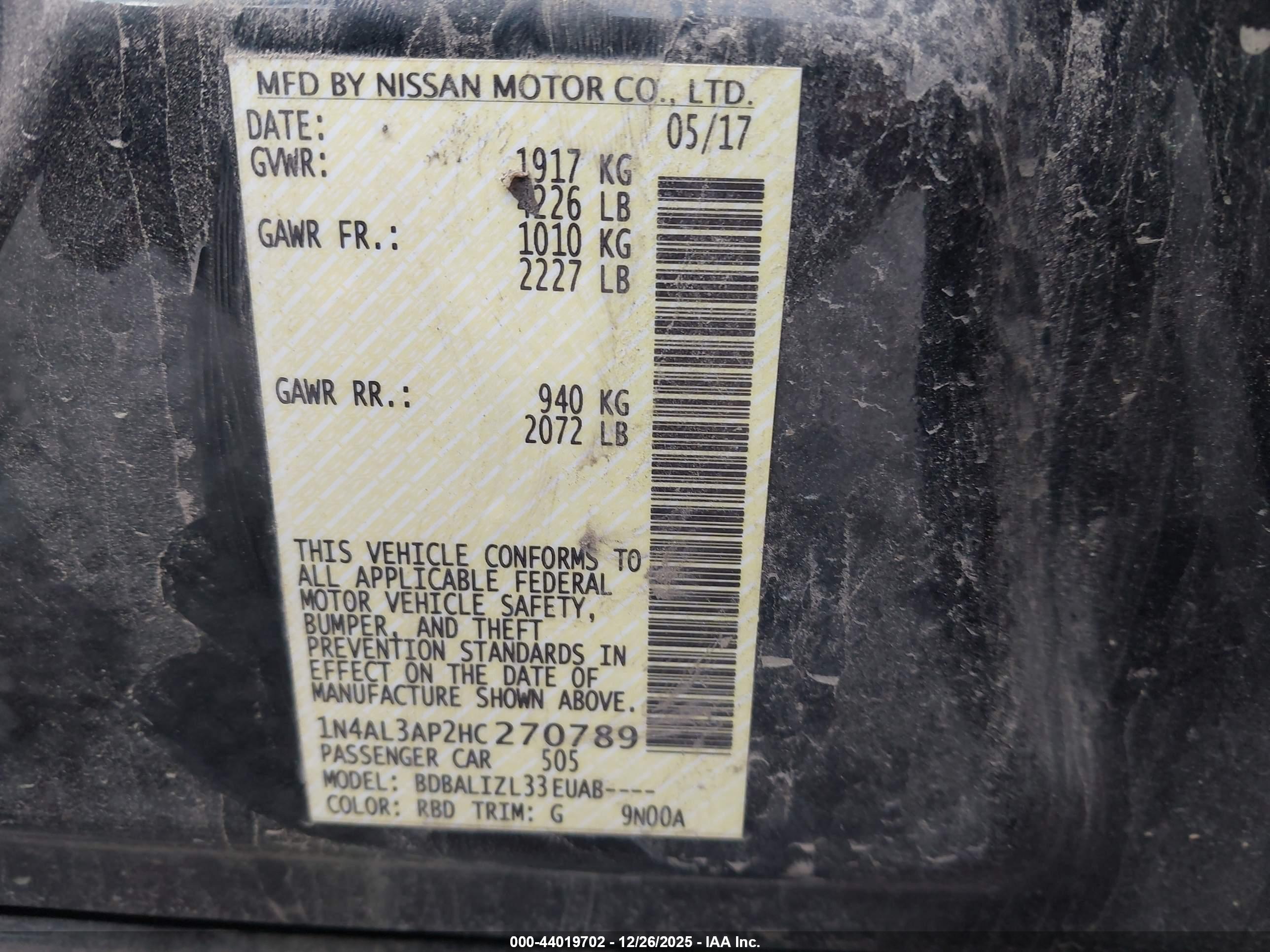 NISSAN ALTIMA image 9
