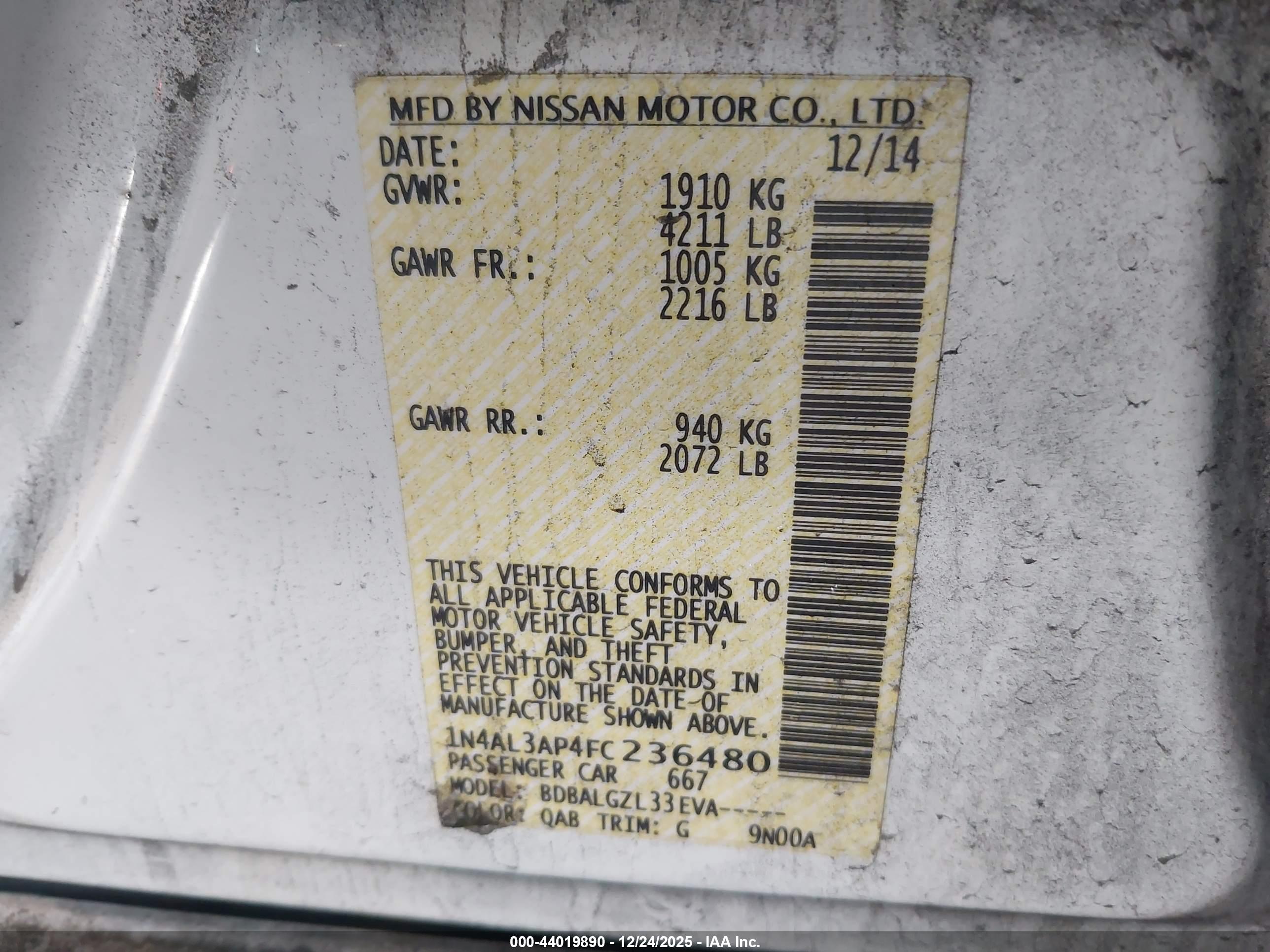 NISSAN ALTIMA image 9