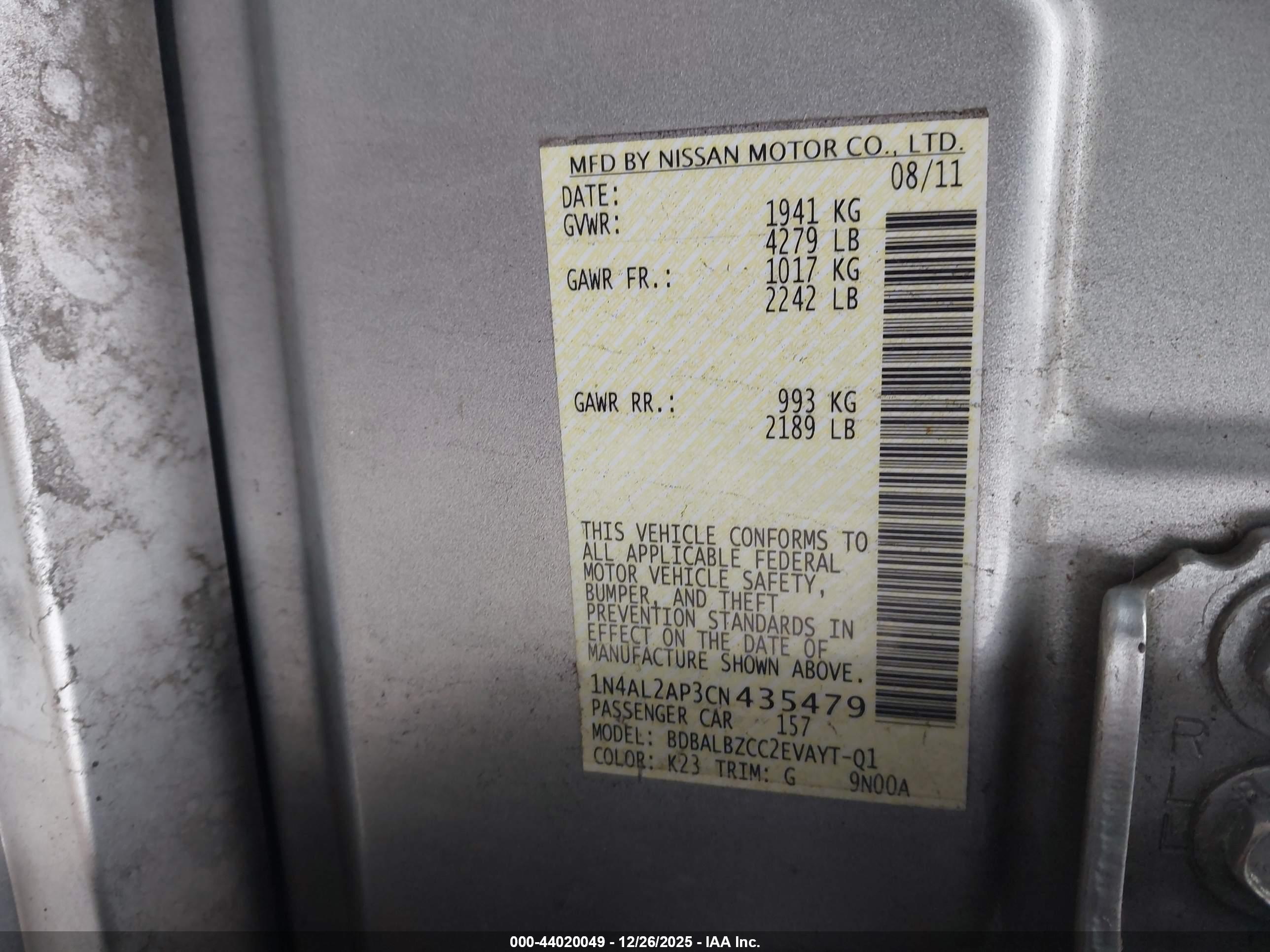 NISSAN ALTIMA image 9